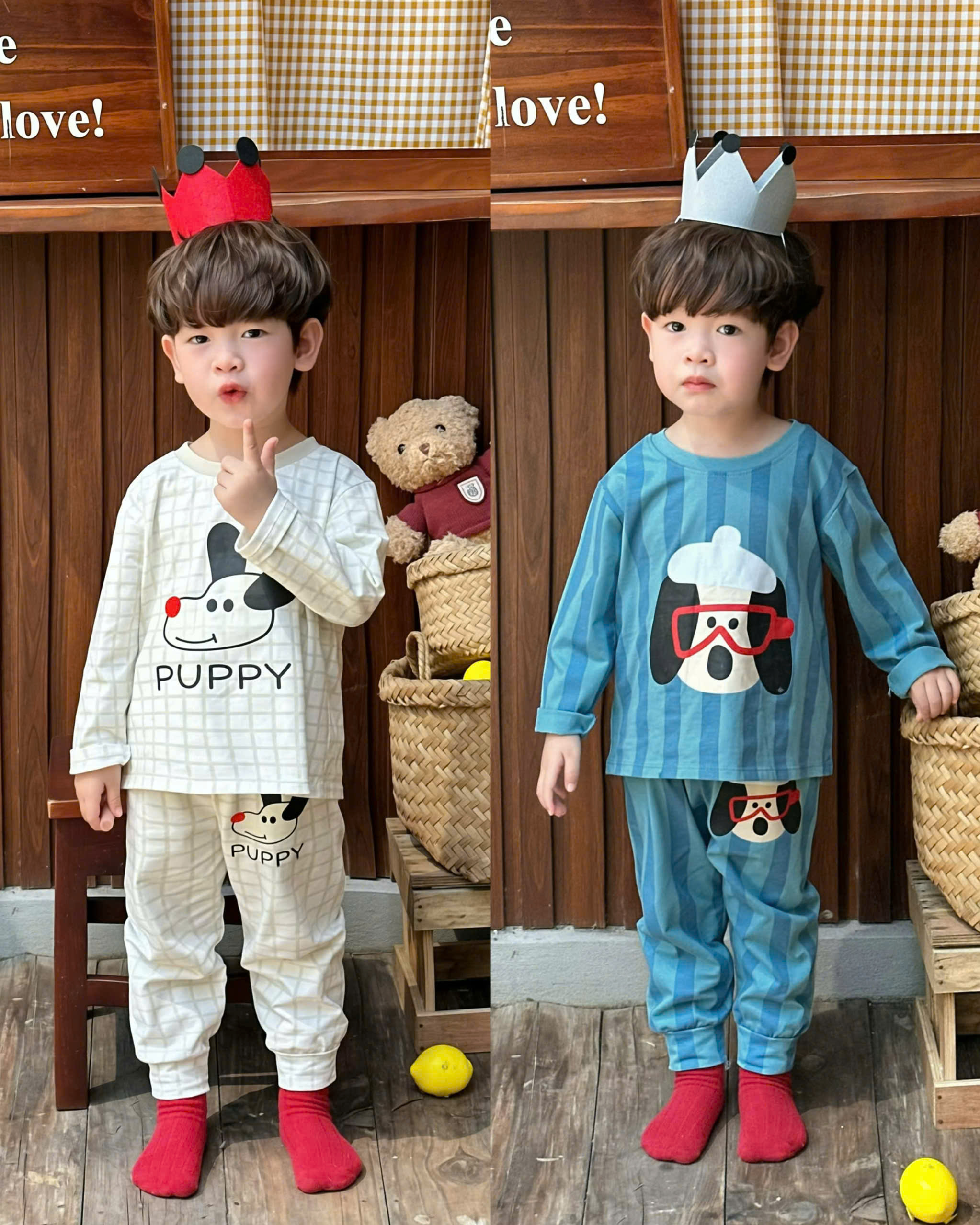 A699 - SET 2 BỘ BÉ TRAI – PUPPY & CẬU BÉ ĐẦU BẾP