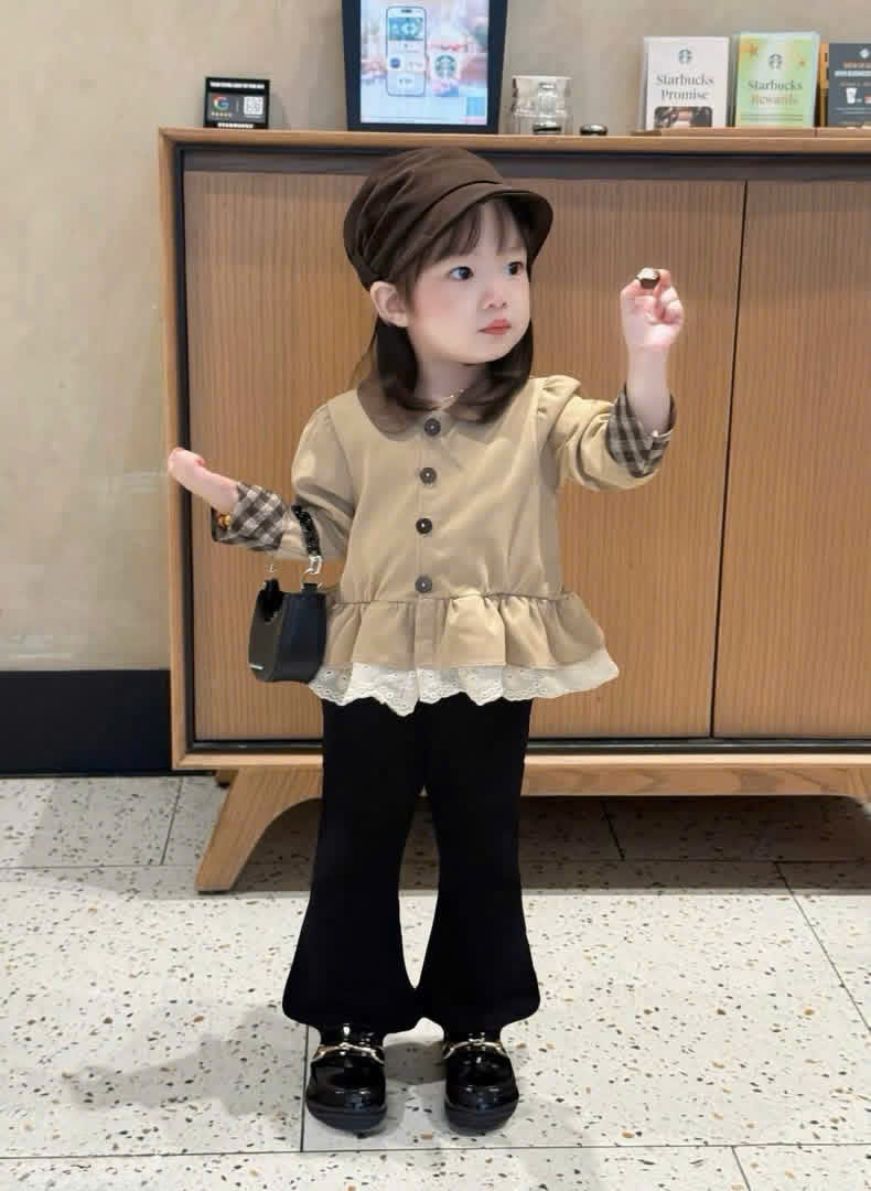GOM A703 - SET ÁO NÂU BÈO QUẦN LEN