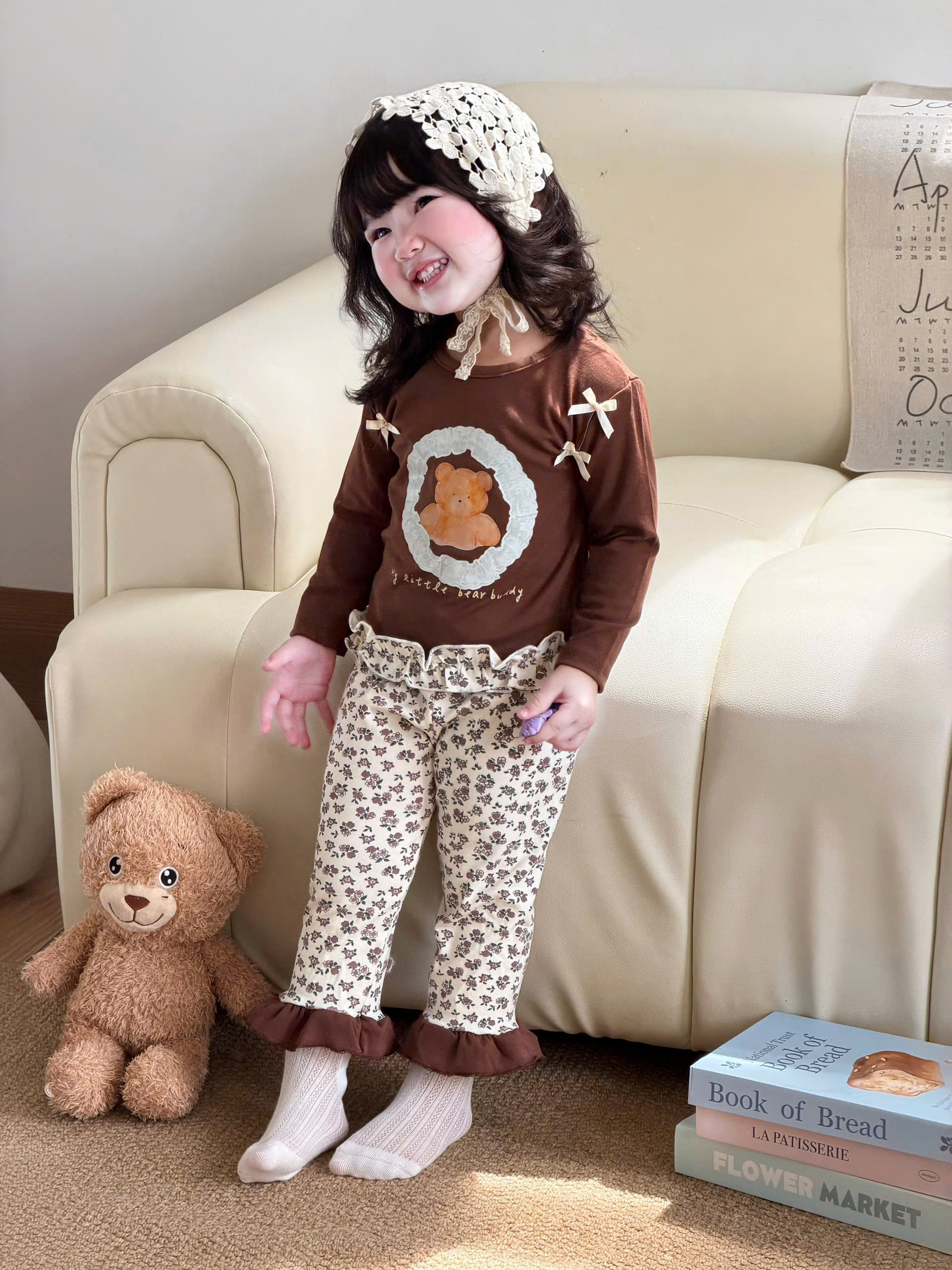 GOM A825 - SET 2 BỘ NÂU BE HOA NHÍ