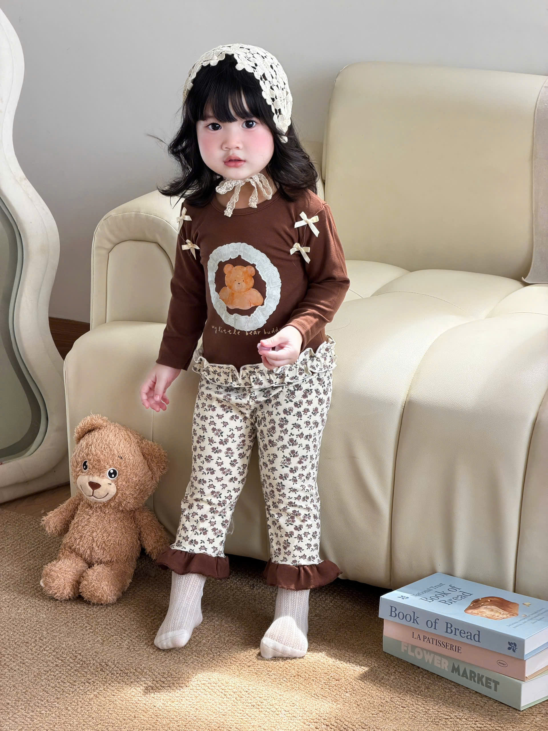 GOM A825 - SET 2 BỘ NÂU BE HOA NHÍ