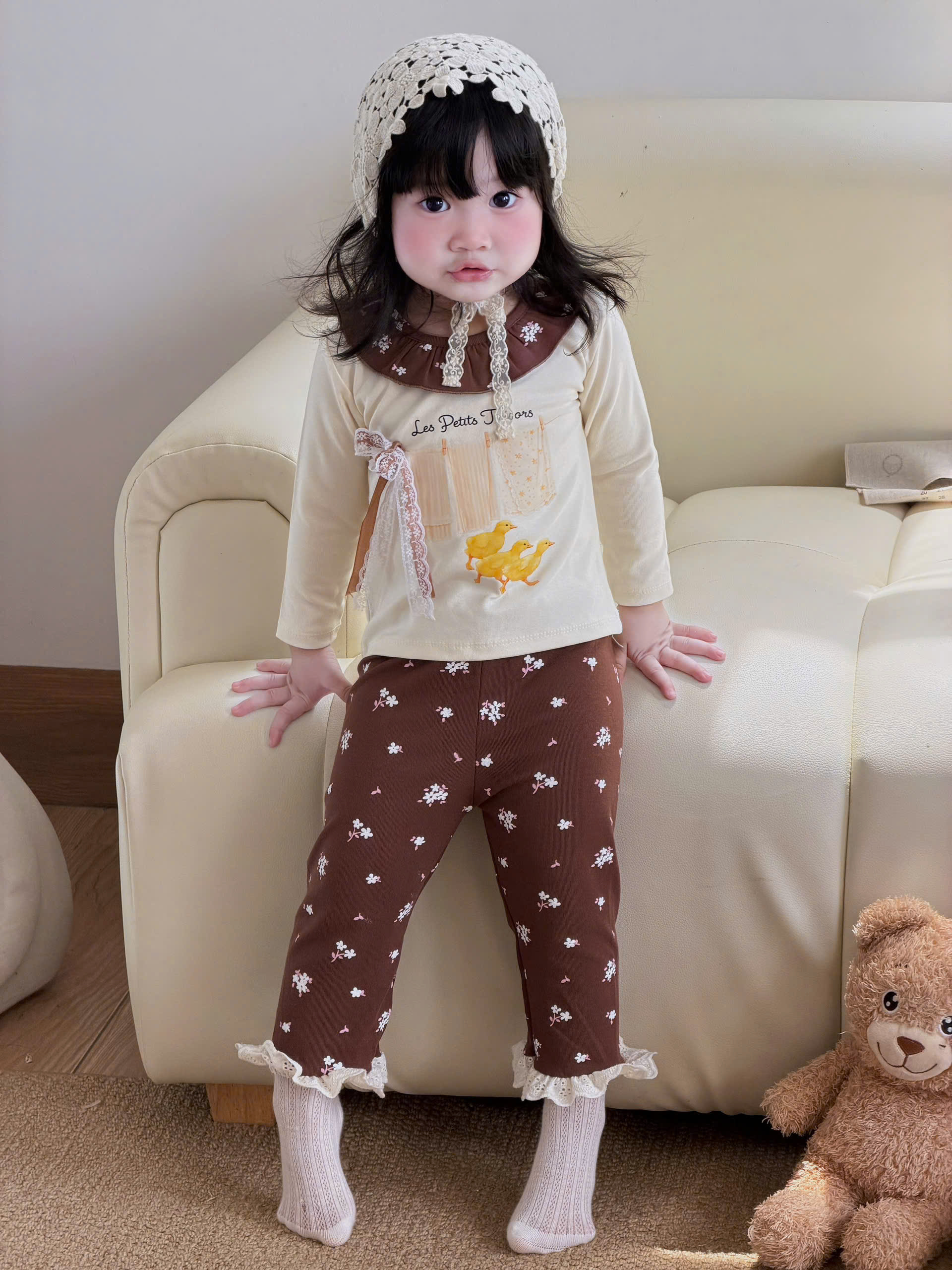 GOM A825 - SET 2 BỘ NÂU BE HOA NHÍ