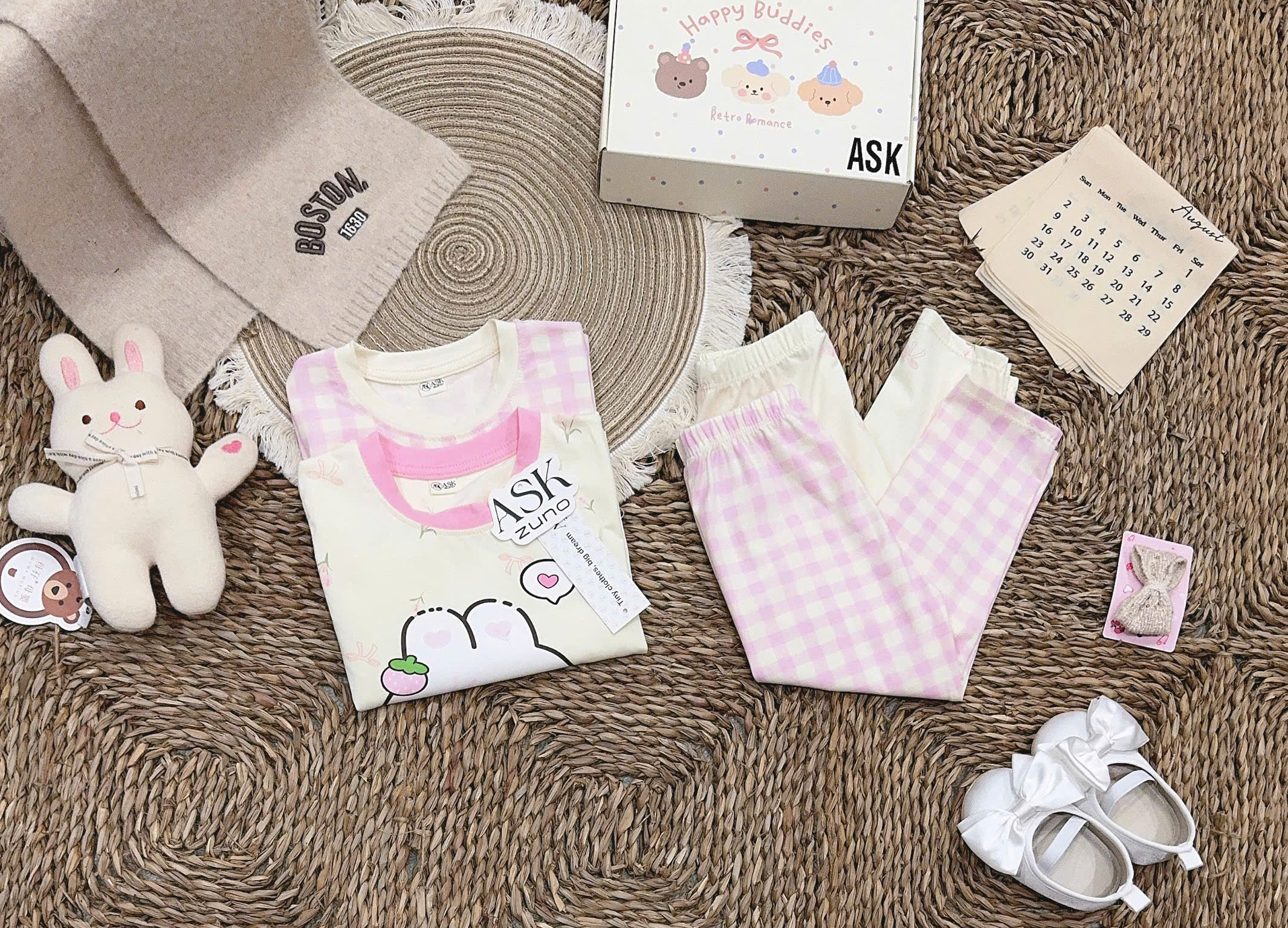 A918 - SET 2 BỘ KITTY THỎ HỒNG BE