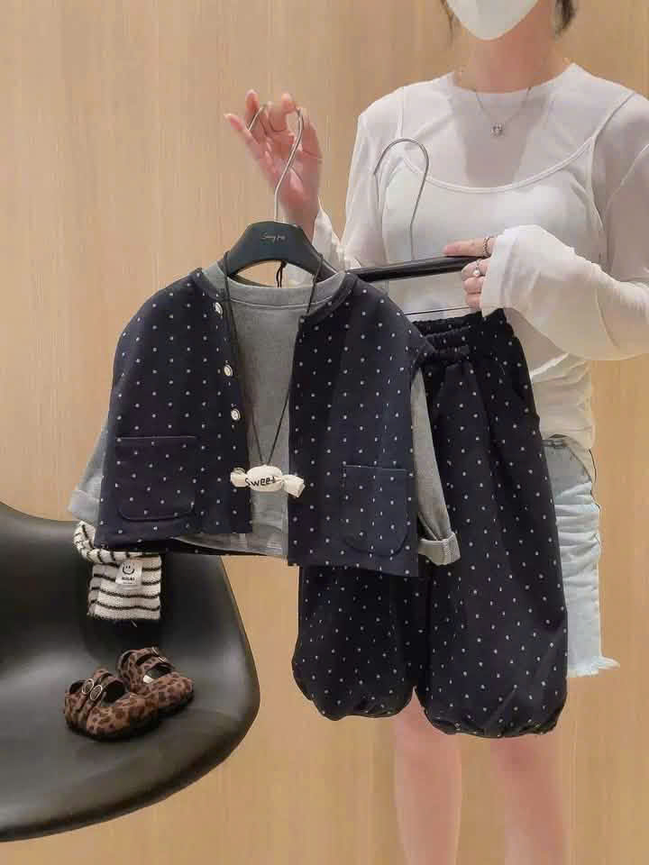 B192 - SET 3CT CHẤM BI ĐEN GHI
