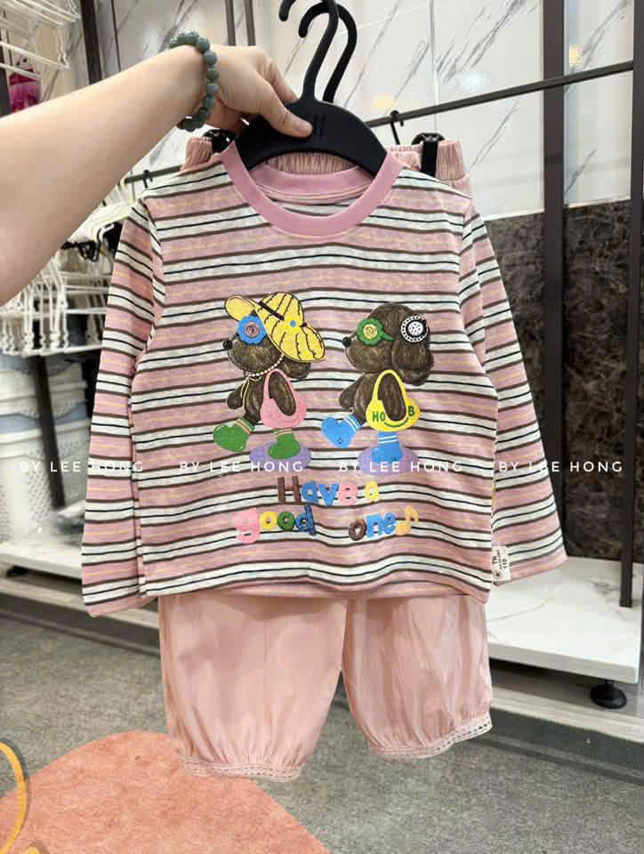 GOM B217 - SET ÁO KẺ CÚN QUẦN BOM 3 MÀU