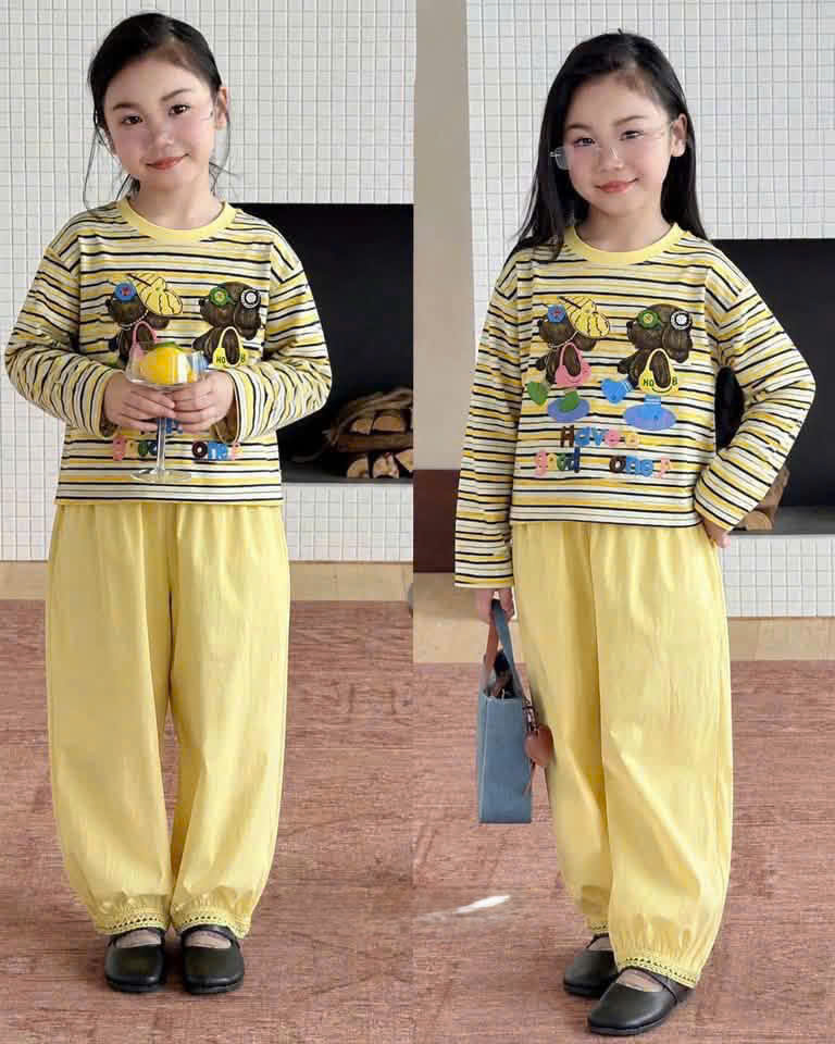 GOM B217 - SET ÁO KẺ CÚN QUẦN BOM 3 MÀU
