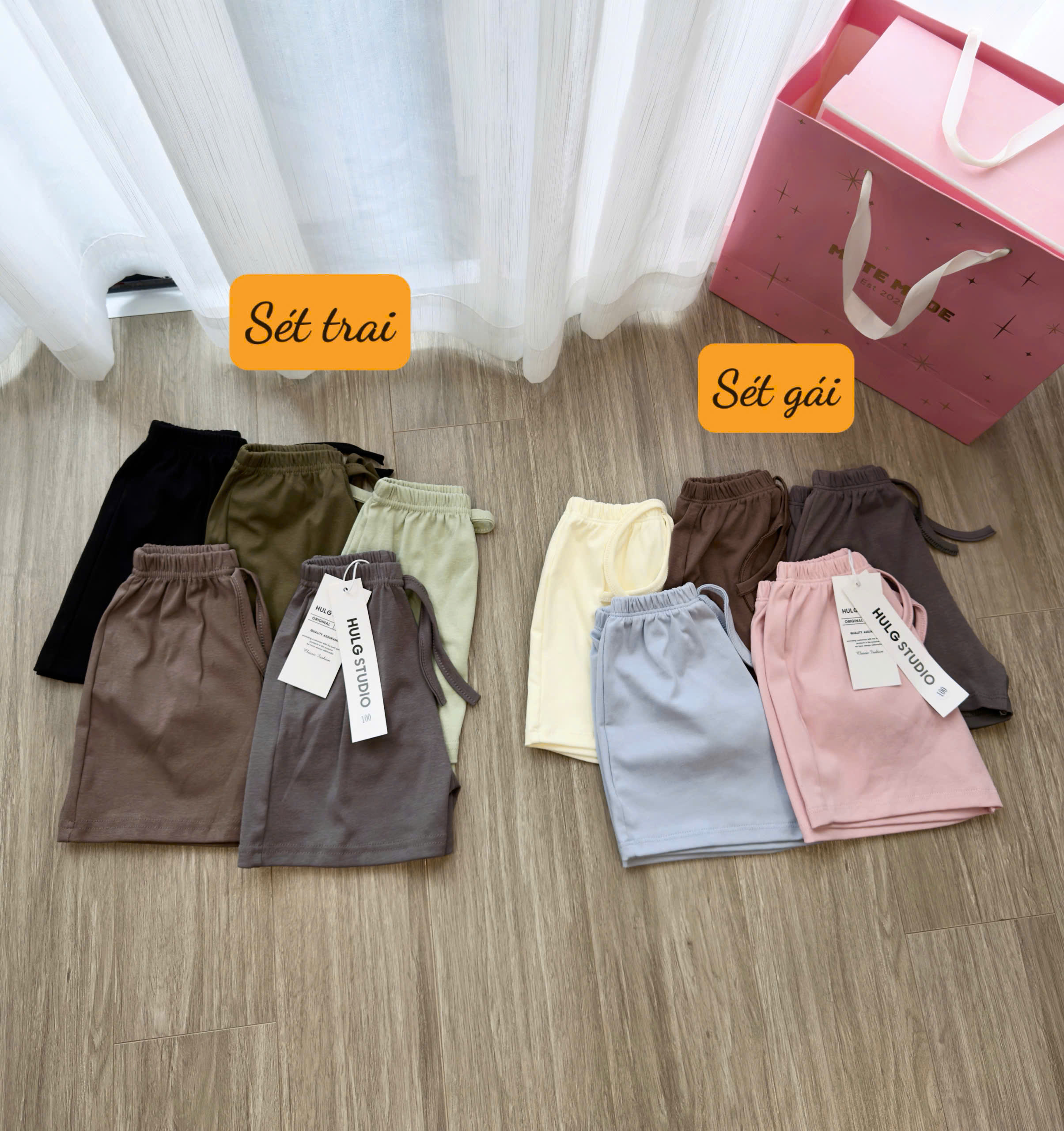 XẢ B243 - SET 5 QUẦN ZIP TRƠN MÀU BÉ TRAI BÉ GÁI