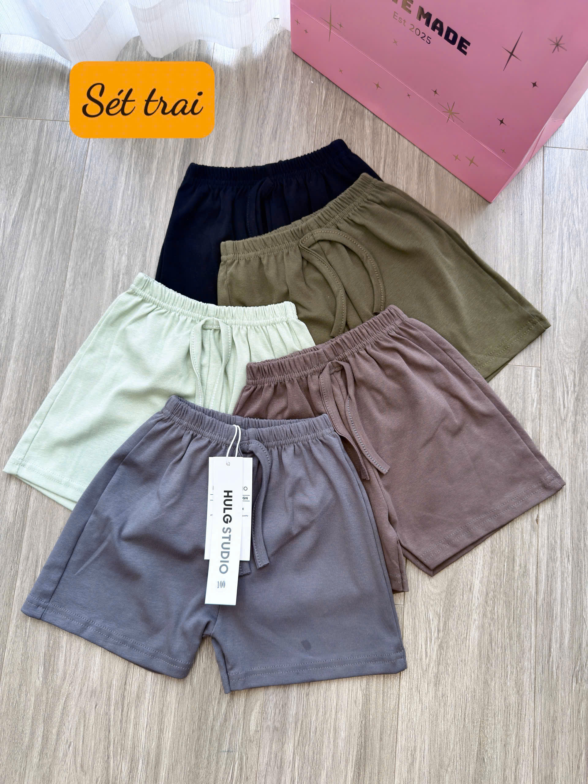 XẢ B243 - SET 5 QUẦN ZIP TRƠN MÀU BÉ TRAI BÉ GÁI