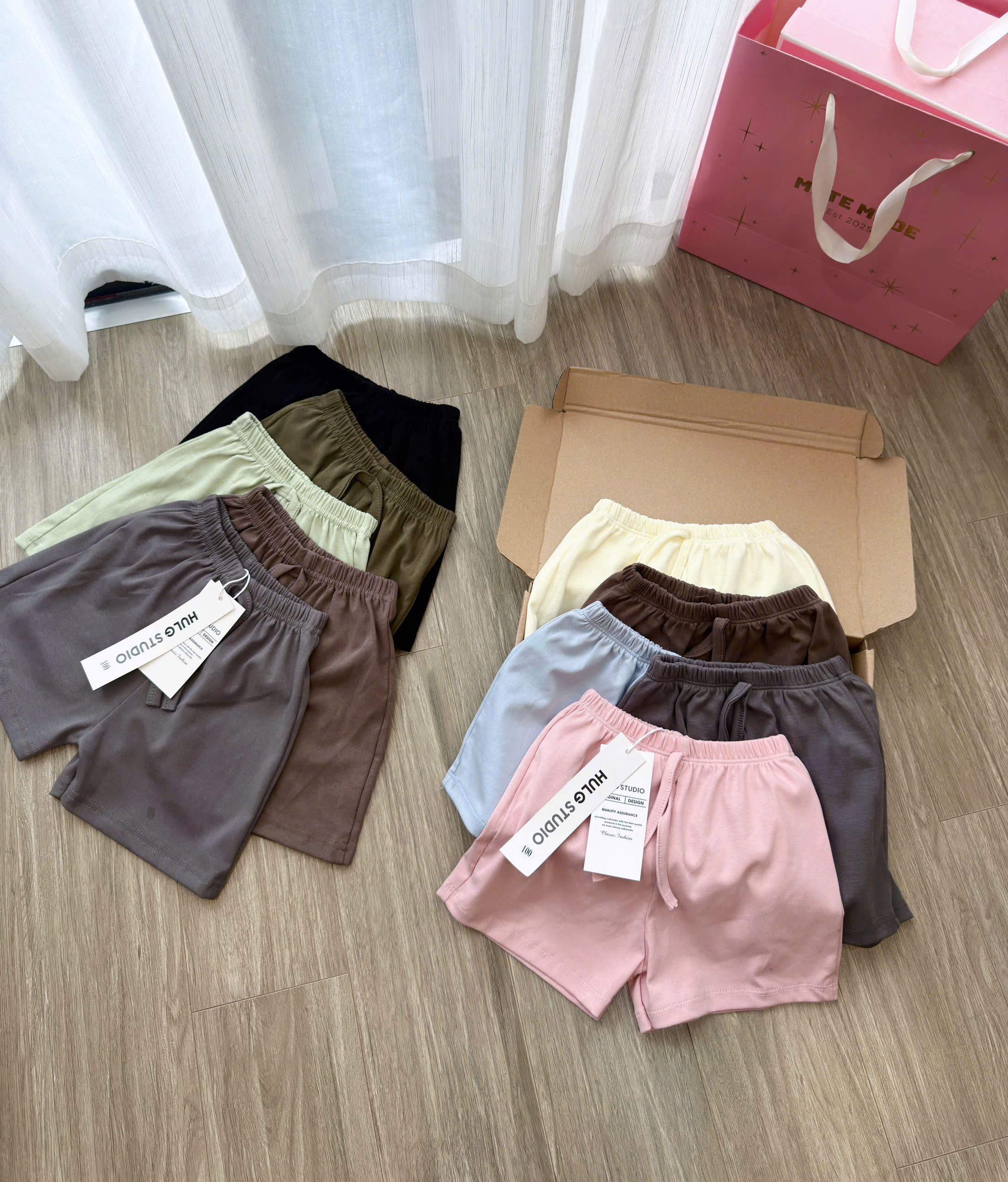 XẢ B243 - SET 5 QUẦN ZIP TRƠN MÀU BÉ TRAI BÉ GÁI