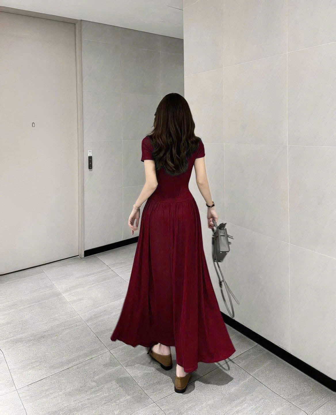 XẢ B275 - VÁY NỮ TĂM HÀN CHIẾT BUỘC EO