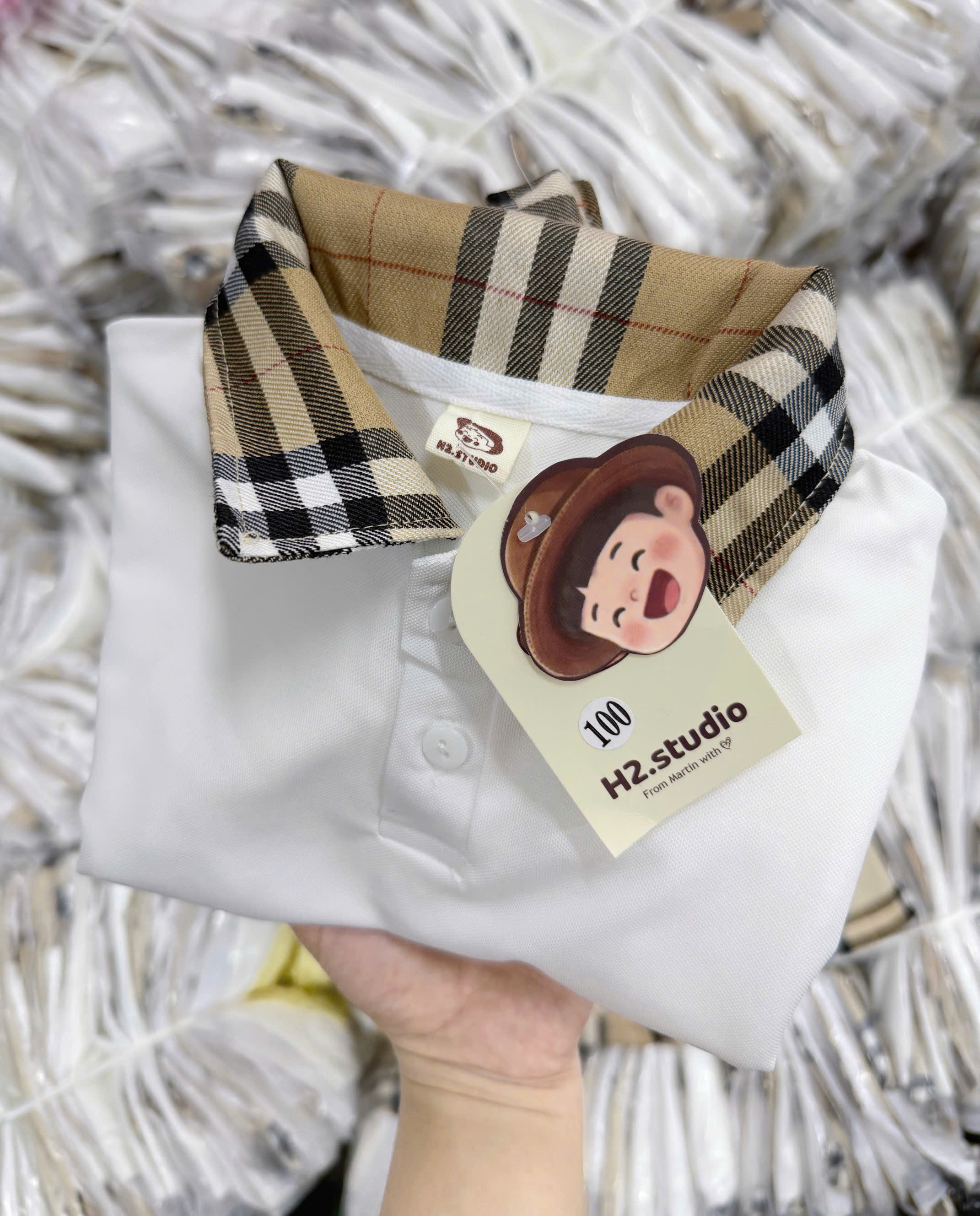 XẢ B299 - SET ÁO POLO TRẮNG B.B.R QUẦN KAKI