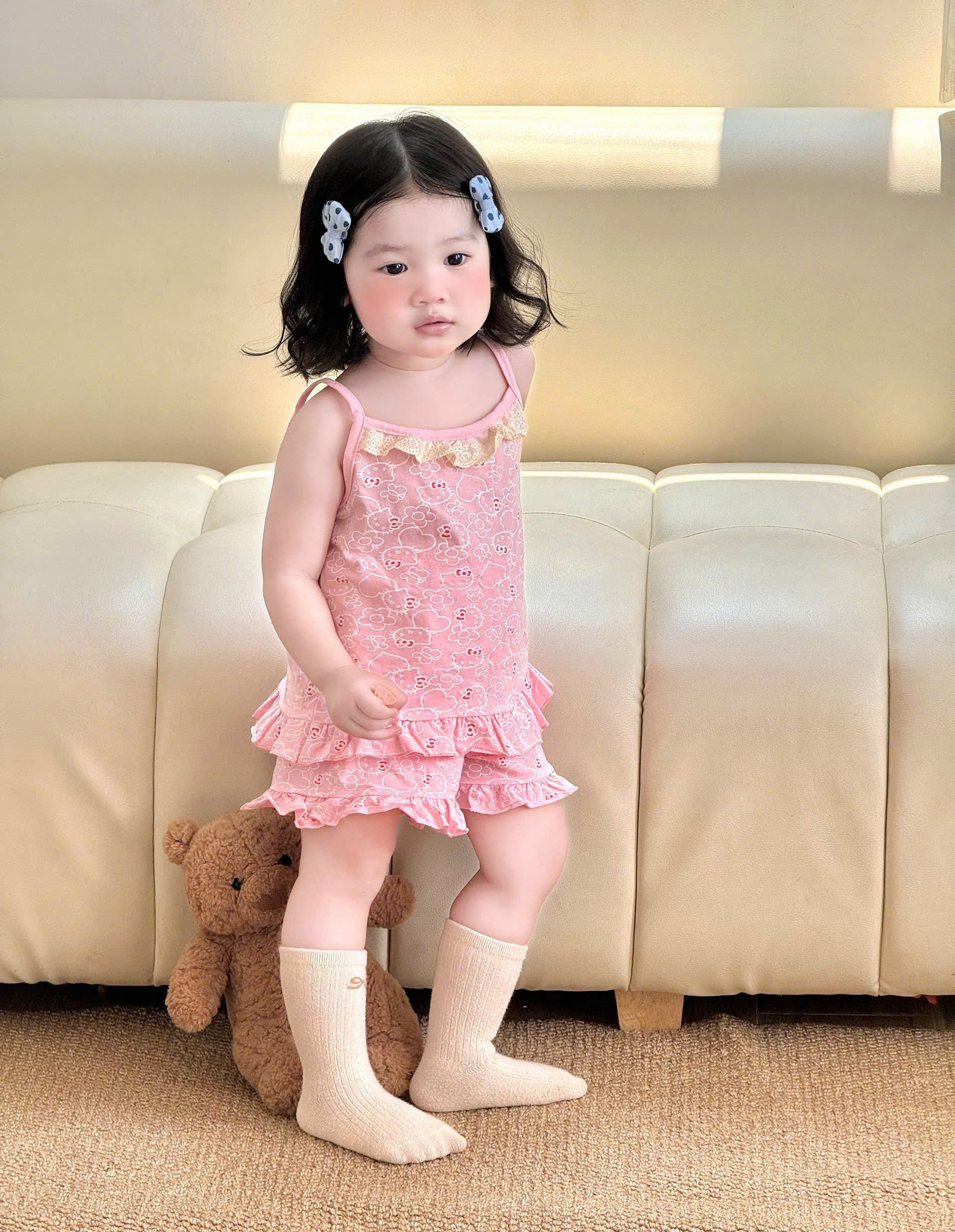 XẢ B438 - SET 2 BỘ 2 DÂY KITTY NÂU HỒNG
