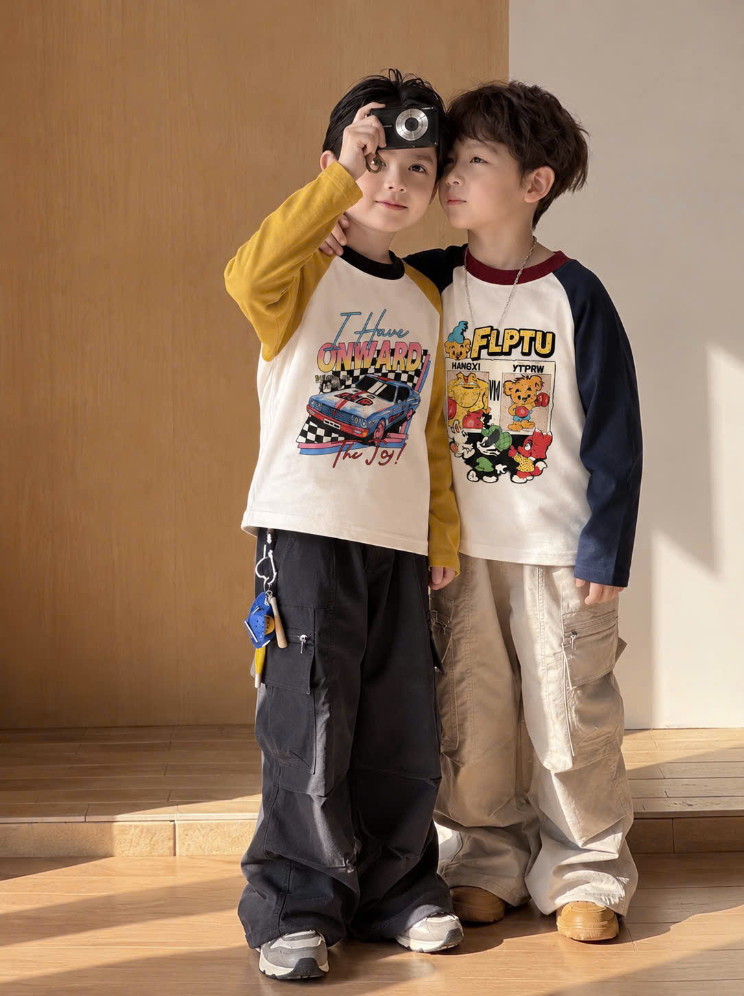 GOM B471 - SET 2 ÁO COTTON DÀI TAY IN HÌNH