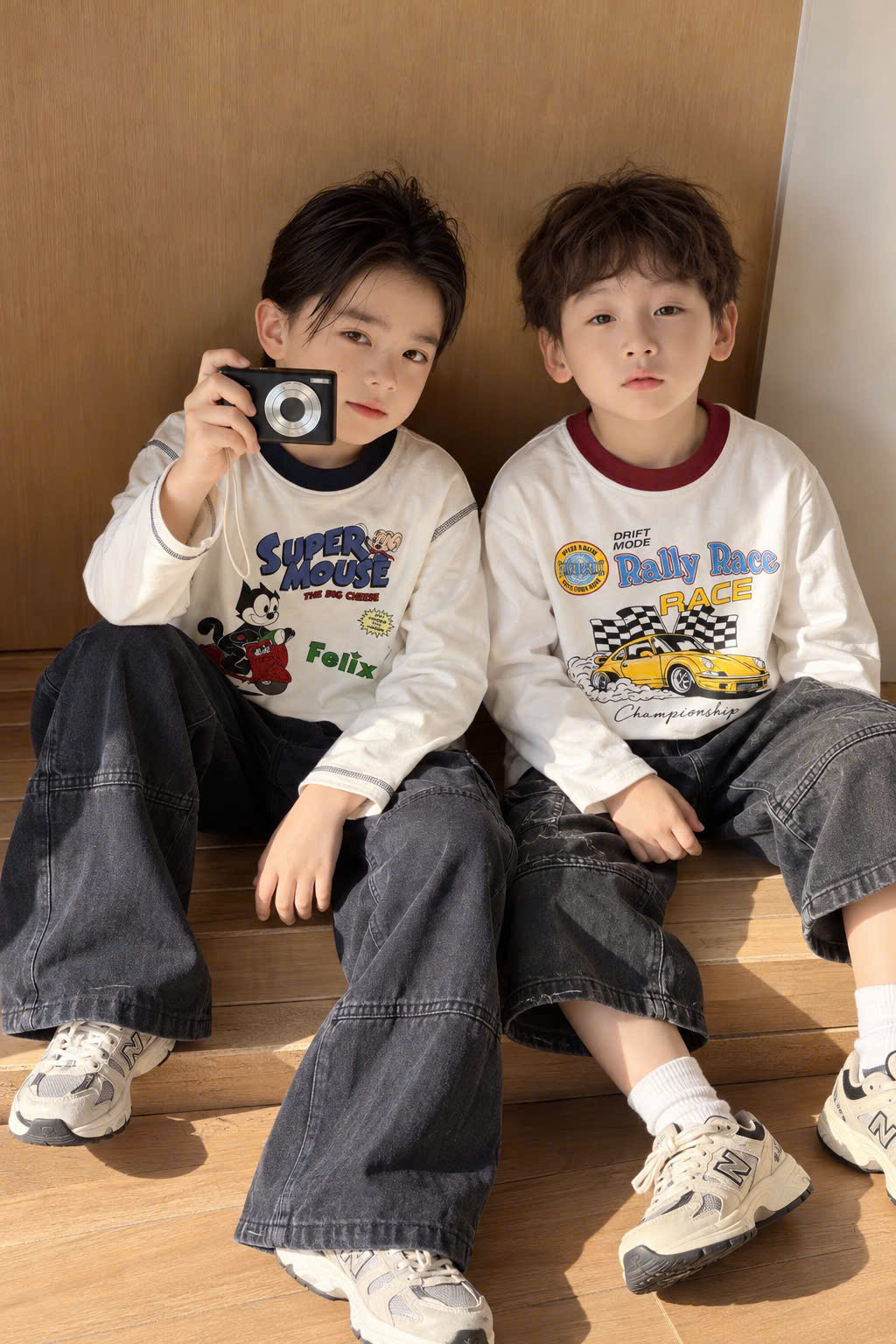 GOM B471 - SET 2 ÁO COTTON DÀI TAY IN HÌNH