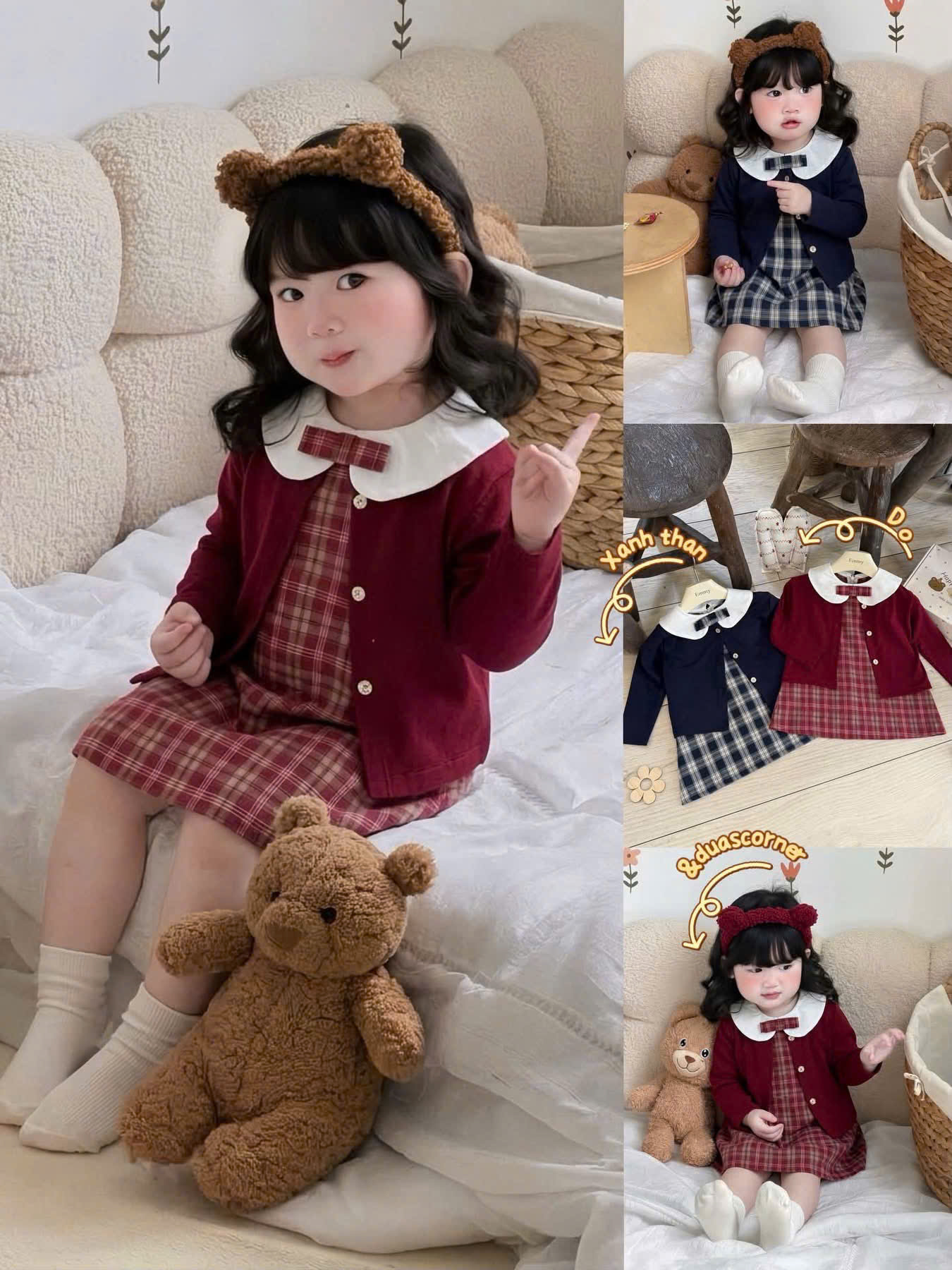 GOM B473 - SET VÁY CỔ SEN ĐÍNH NƠ KHOÁC CDG