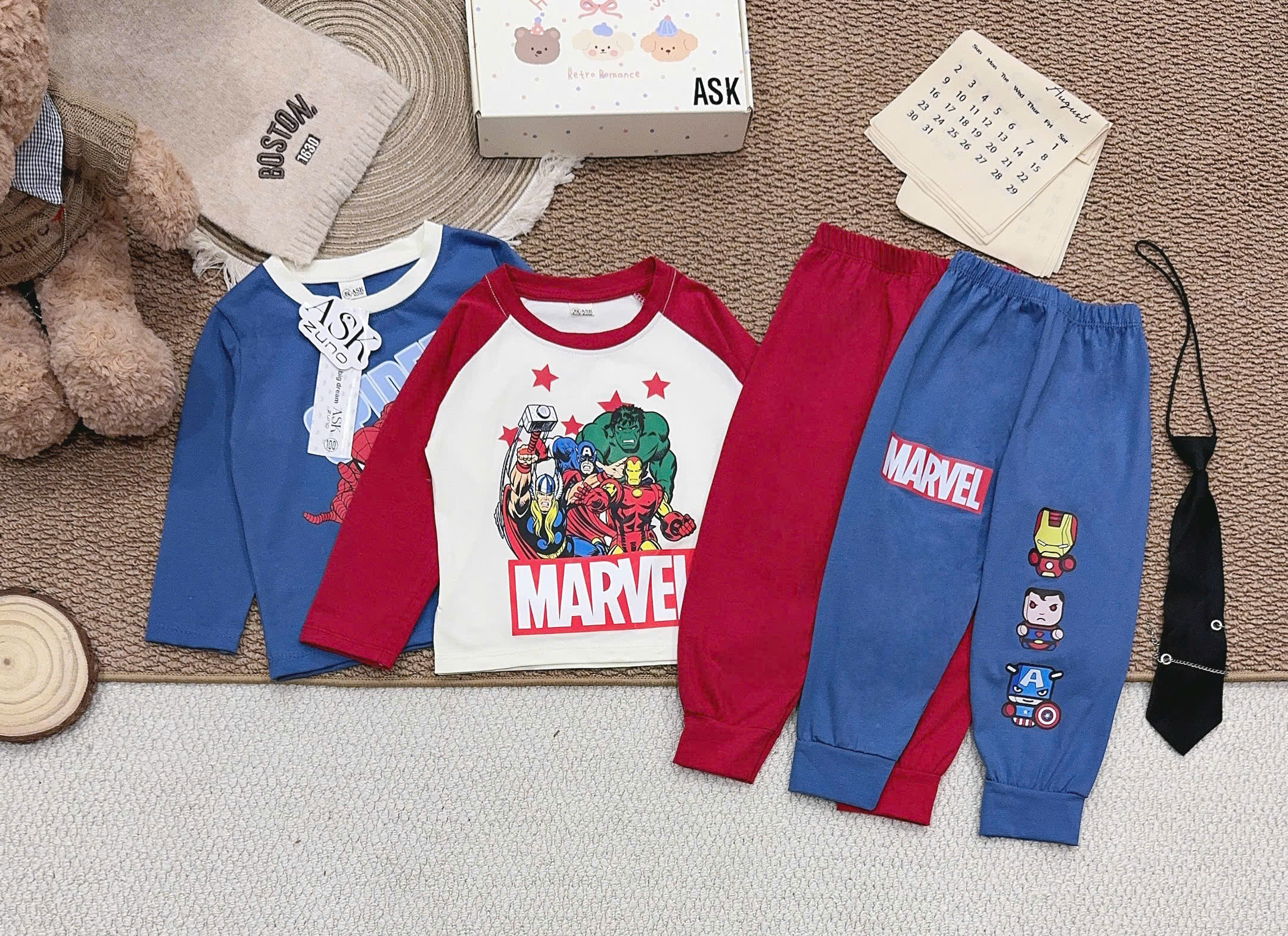 B501 - SET 2 BỘ MARVEL + SPIDER MAN CHO BÉ /