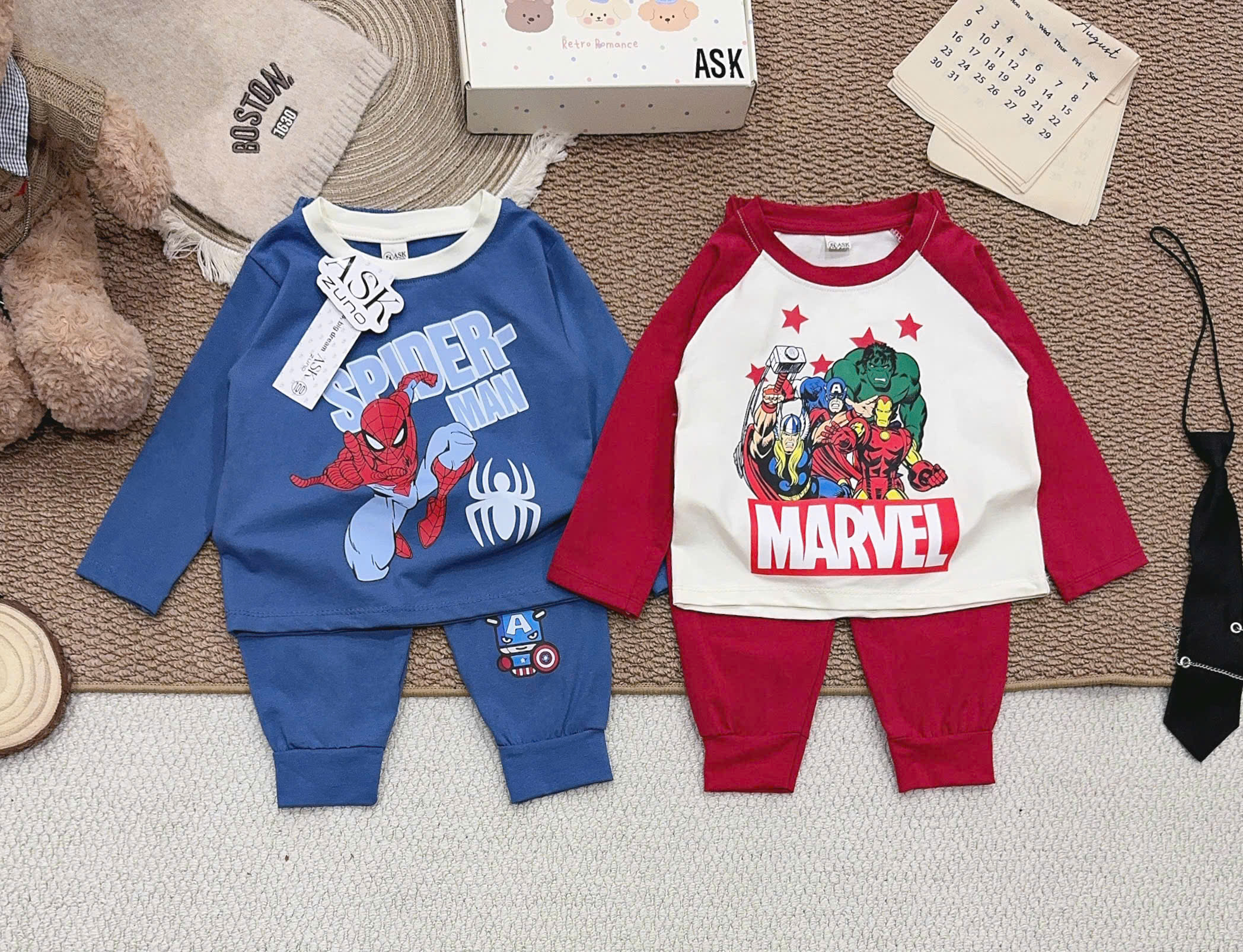 B501 - SET 2 BỘ MARVEL + SPIDER MAN CHO BÉ /