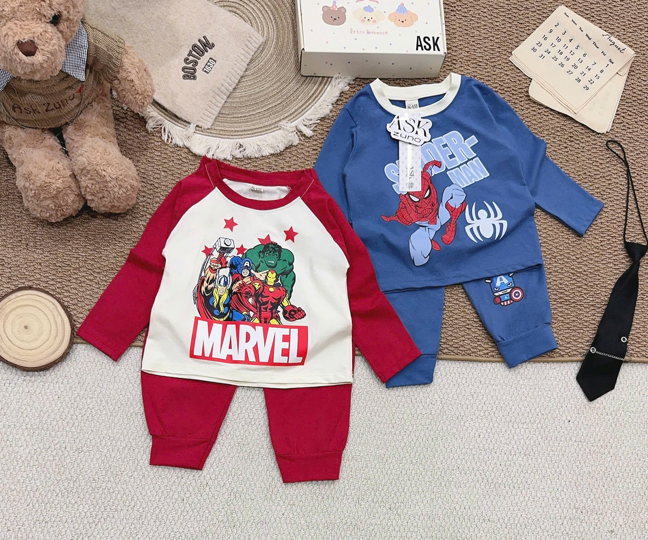 B501 - SET 2 BỘ MARVEL + SPIDER MAN CHO BÉ /
