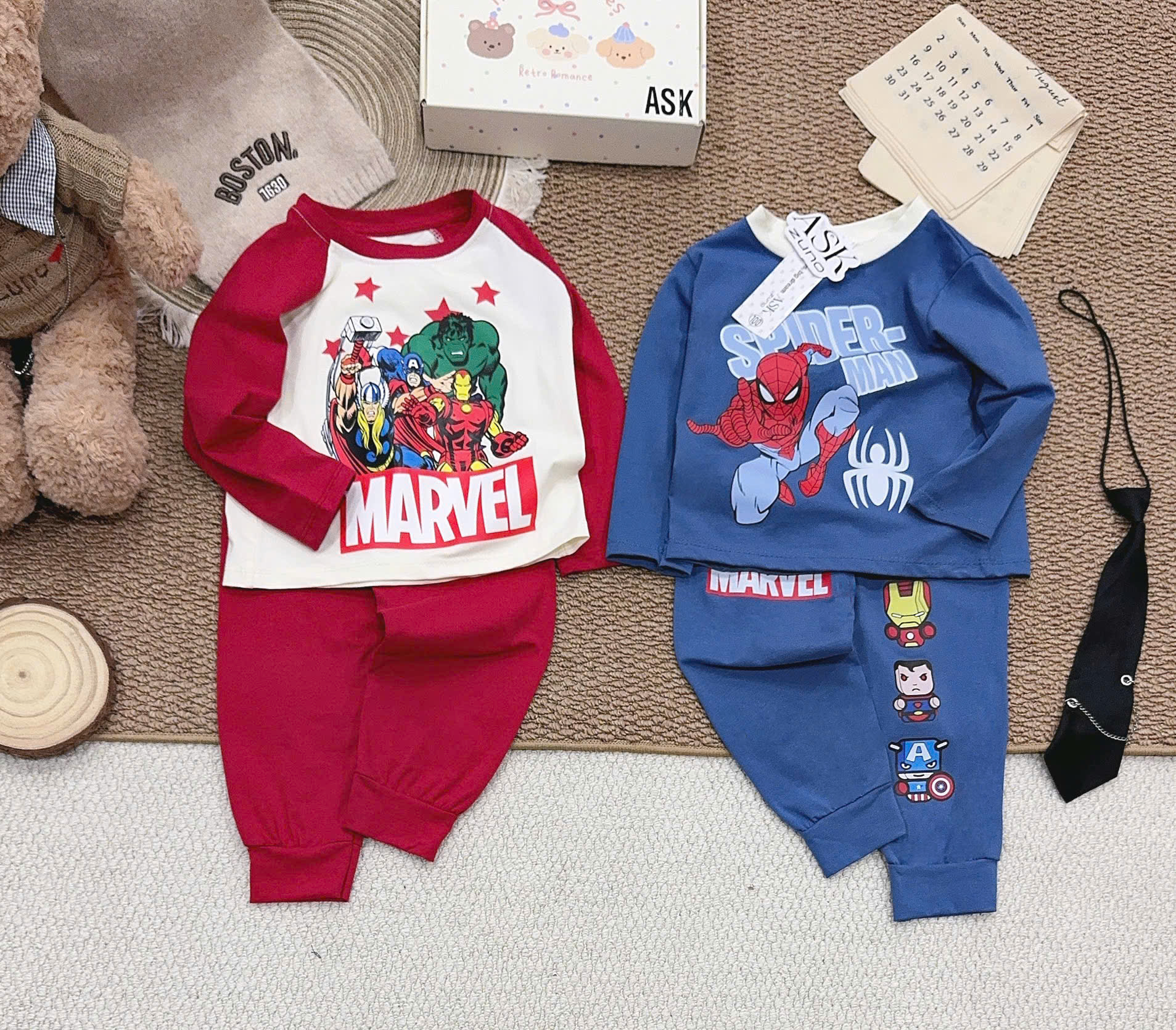 B501 - SET 2 BỘ MARVEL + SPIDER MAN CHO BÉ /