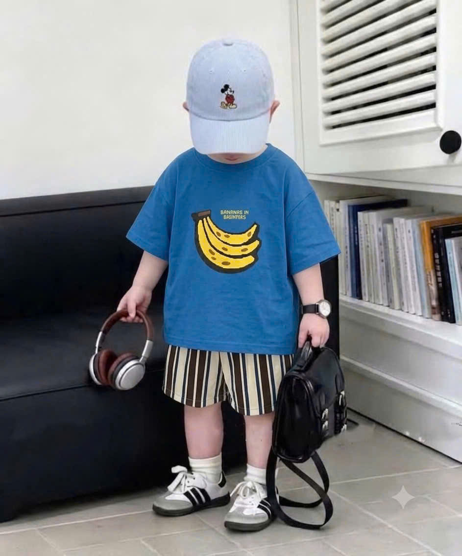 GOM B546 - BỘ CỘC XANH COBAN BANANA QUẦN KẺ SỌC