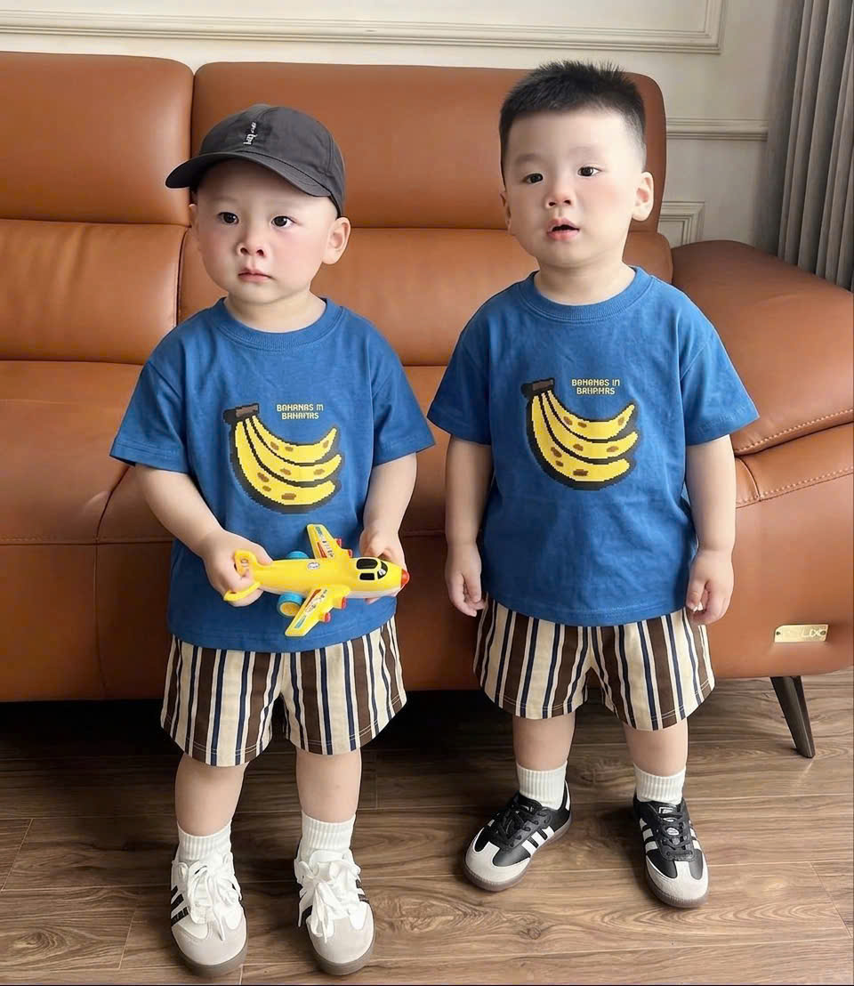 GOM B546 - BỘ CỘC XANH COBAN BANANA QUẦN KẺ SỌC