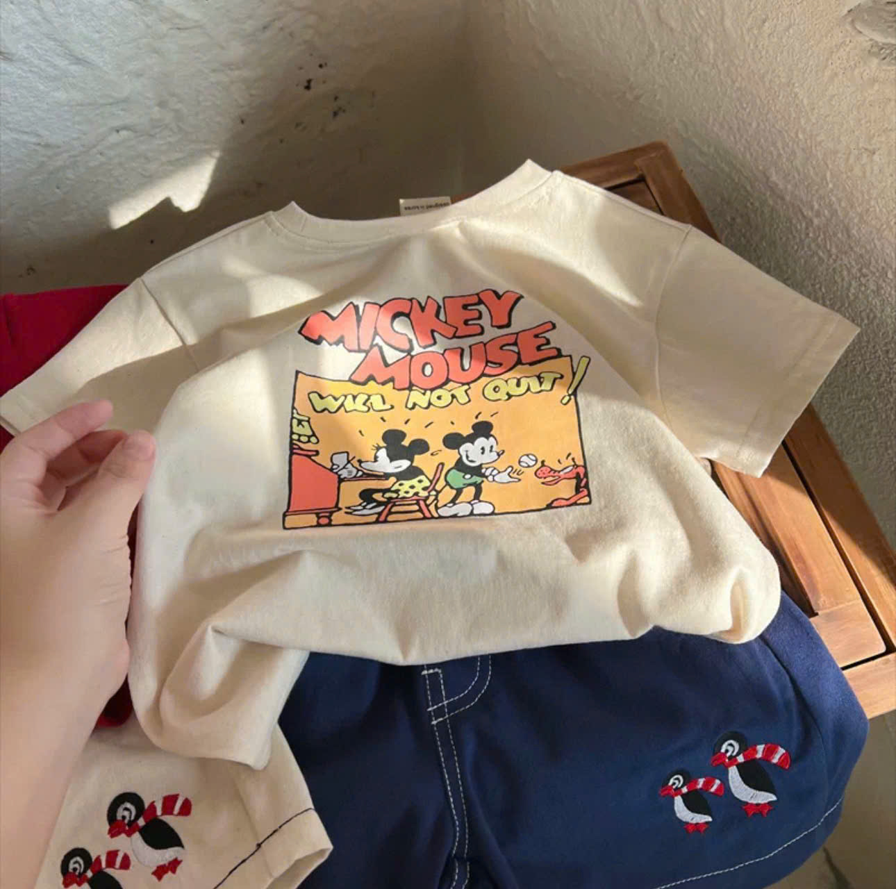 GOM B550 - SET 4 ÁO MICKEY MOUSE XANH ĐỎ GHI BE