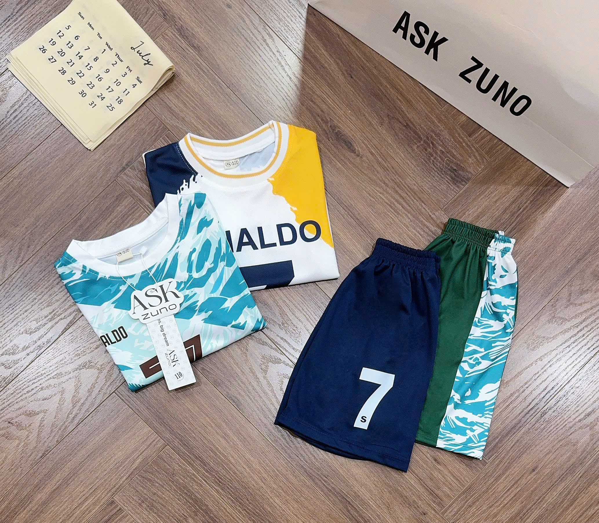GOM B563 - SET 2 BỘ THỂ THAO RONALDO 7 SIZE NHỠ