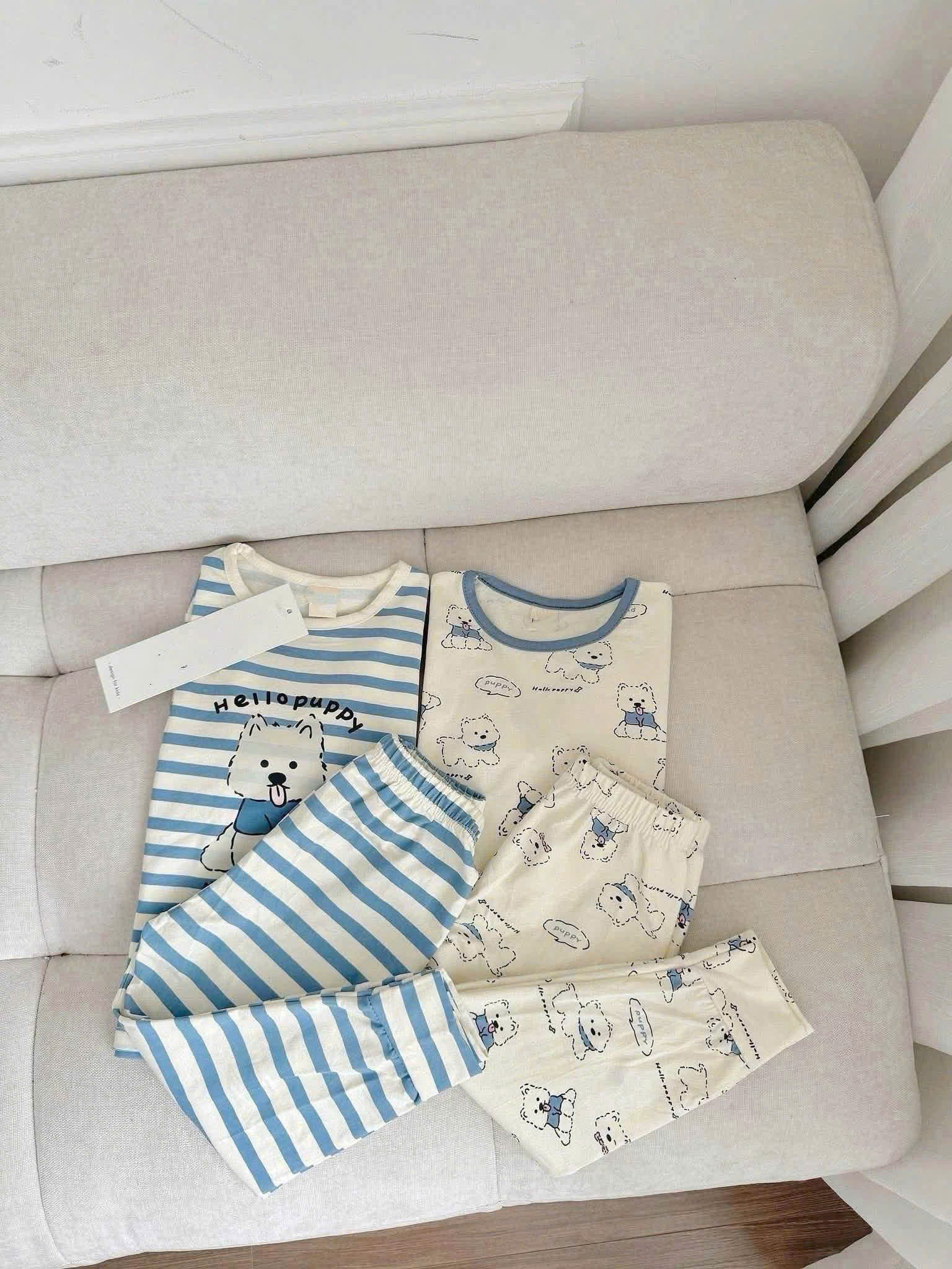 B564 - SET 2 BỘ GẤU XANH KẺ PUPPY /