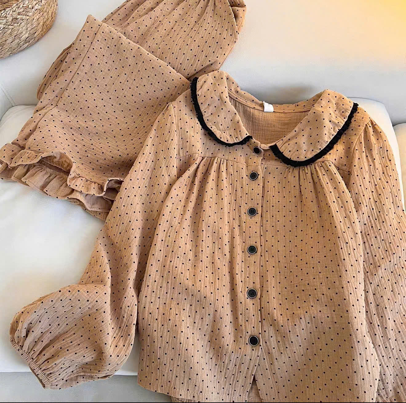 GOM B564 - SET BỘ PIJAMA NỮ XÔ TONE NÂU