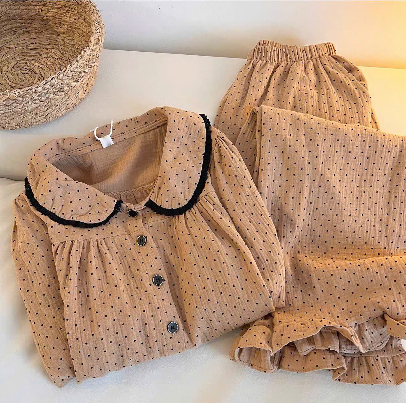 GOM B564 - SET BỘ PIJAMA NỮ XÔ TONE NÂU