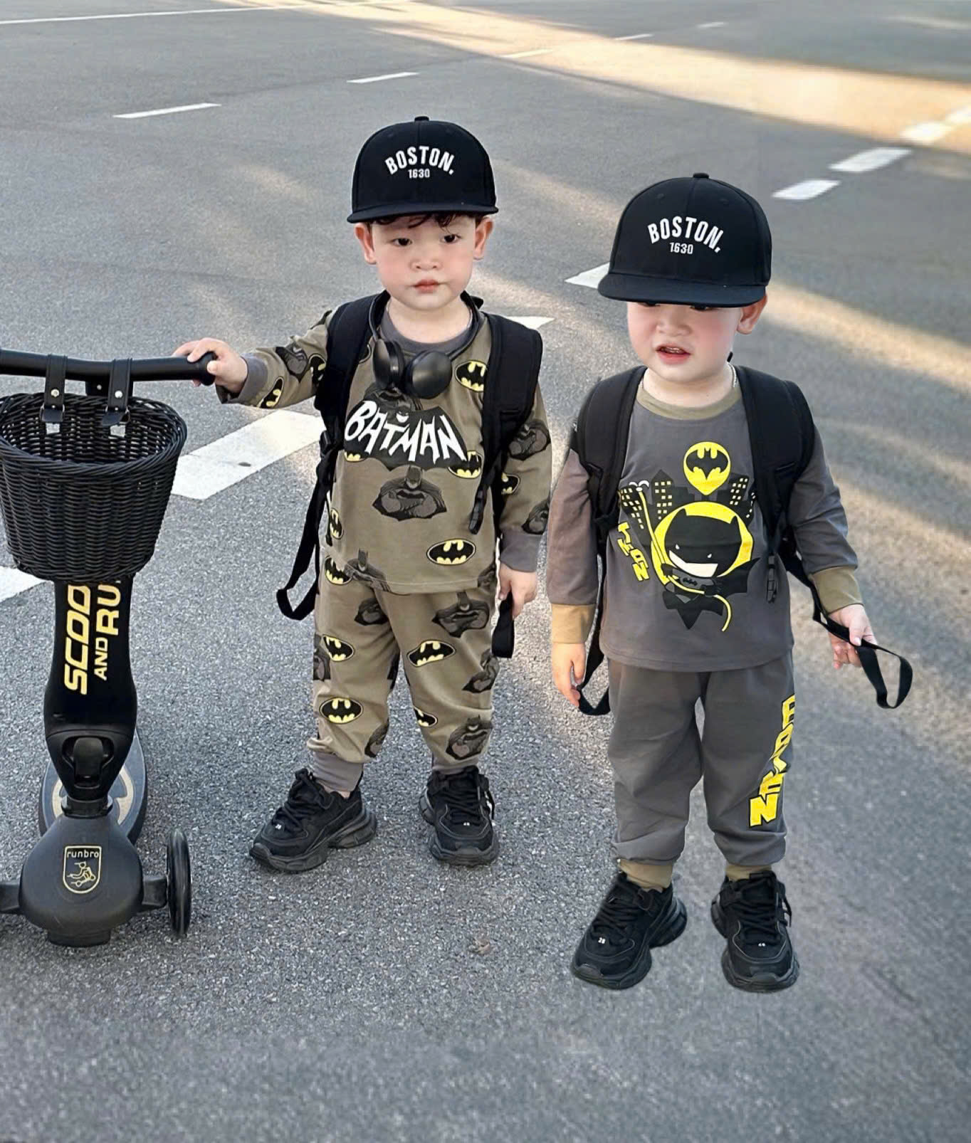 B579 - SET 2 BỘ BATMAN DÀI TAY XÁM RÊU