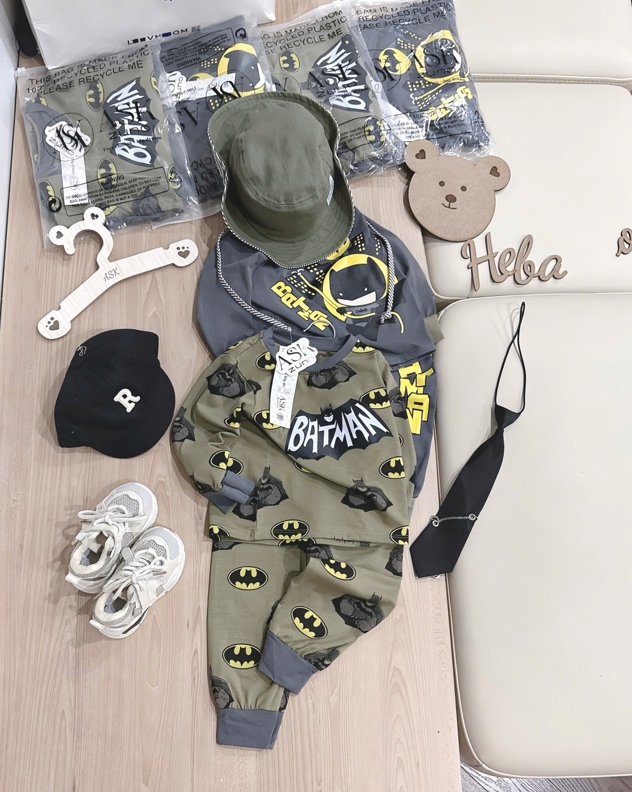 B579 - SET 2 BỘ BATMAN DÀI TAY XÁM RÊU