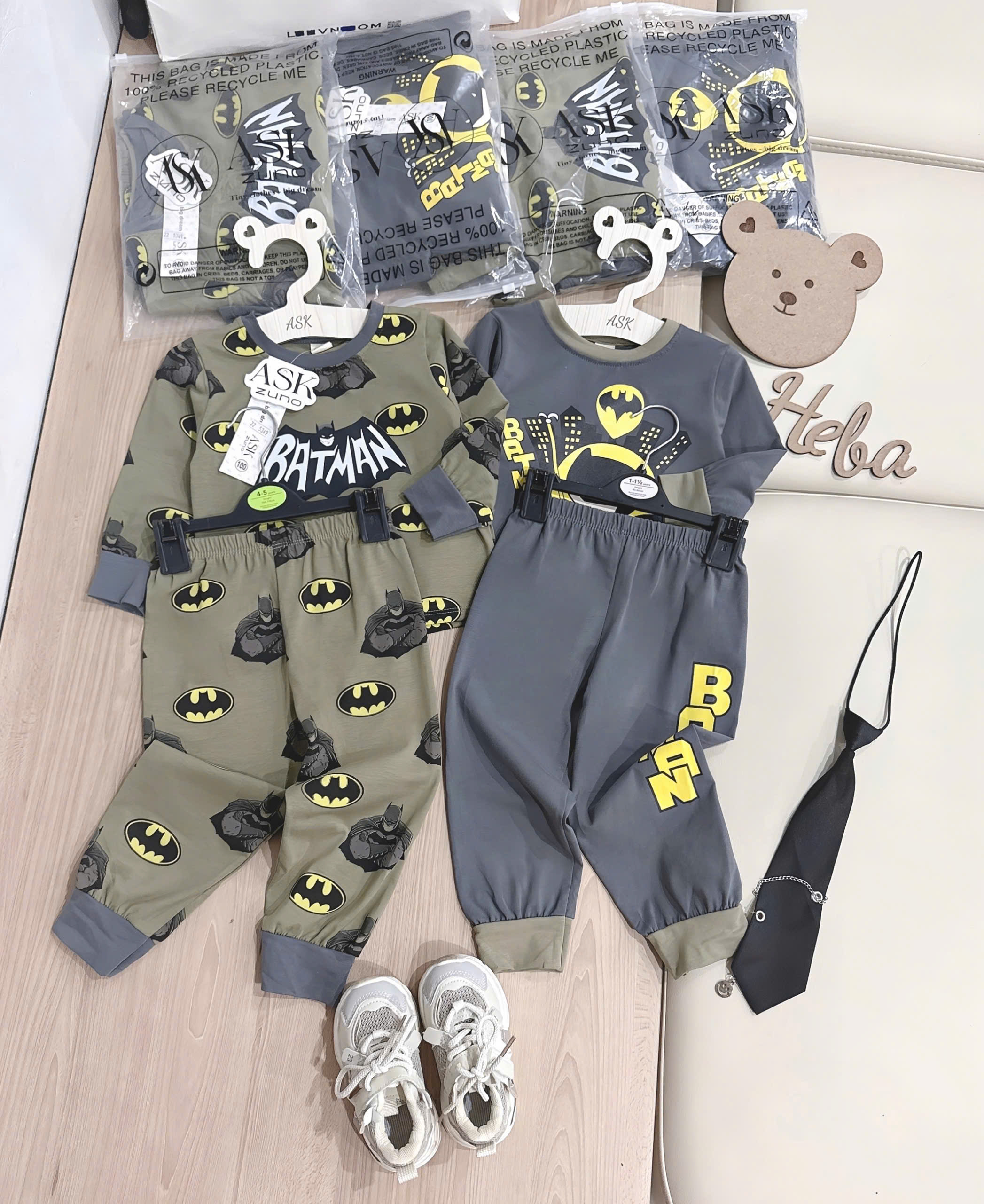 B579 - SET 2 BỘ BATMAN DÀI TAY XÁM RÊU