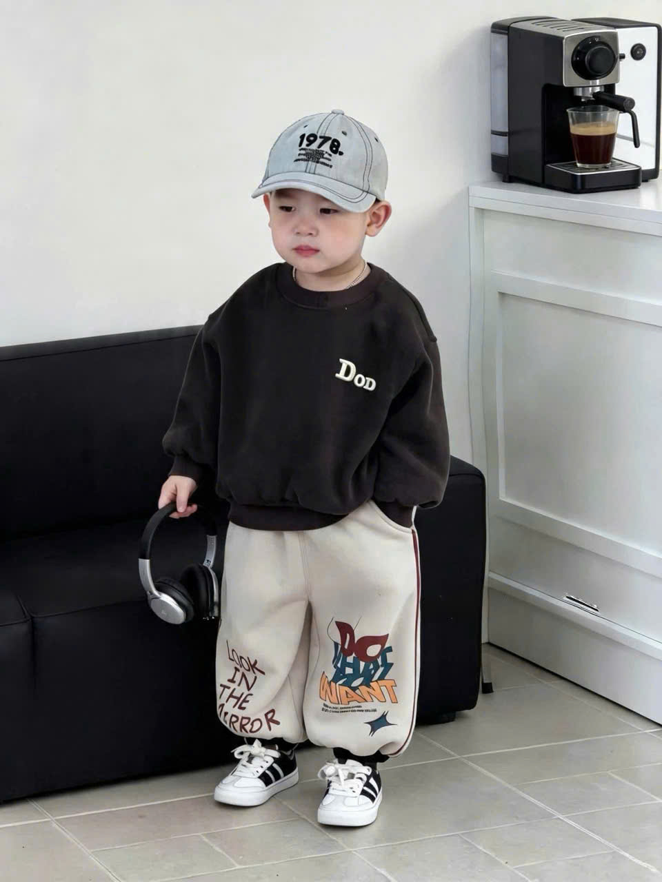 GOM B580 - SET BỘ NỈ DOD ĐEN QUẦN GHI SÁNG