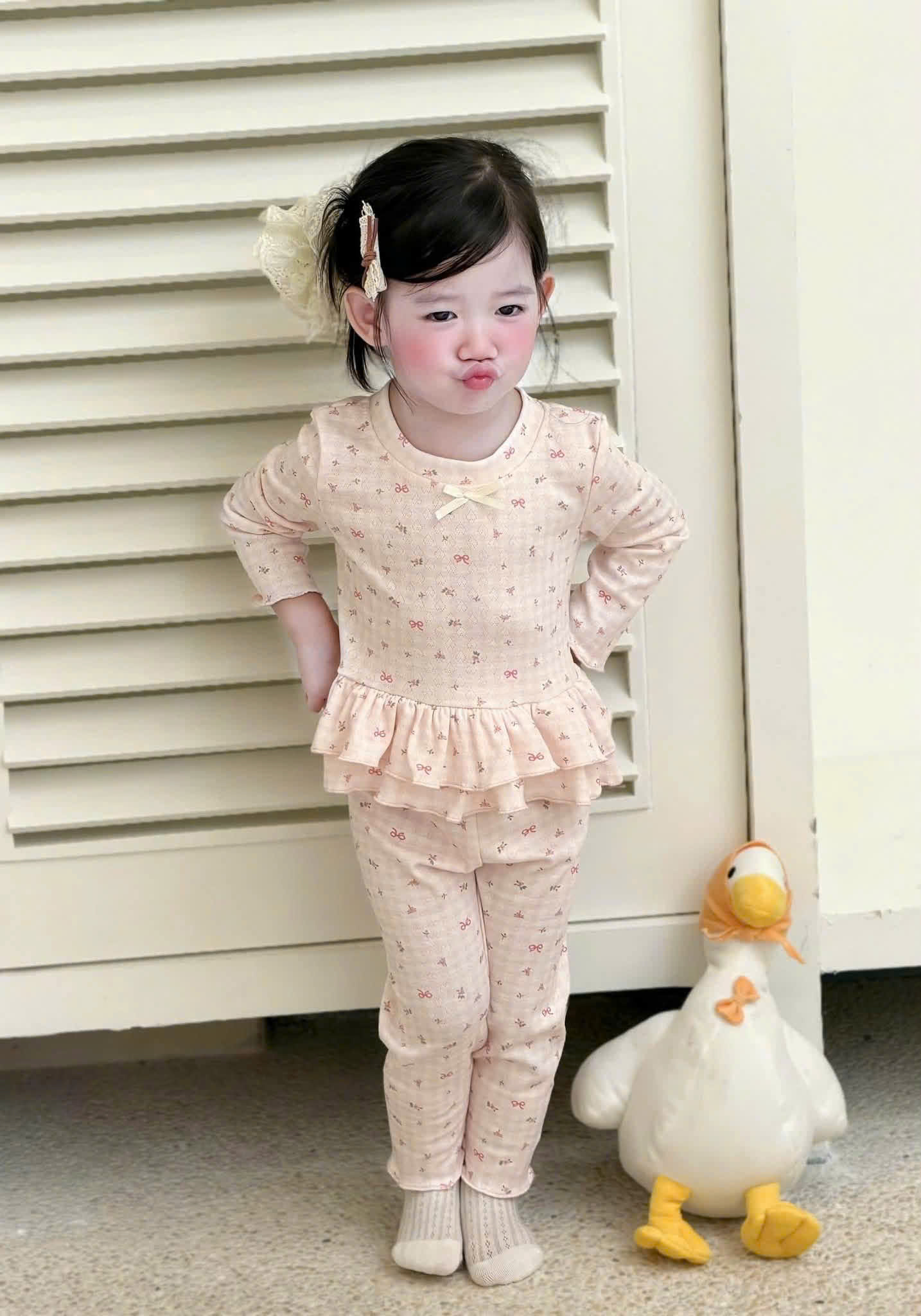 GOM B586 - SET 2 BỘ NƠ HOA NHÍ HỒNG XANH