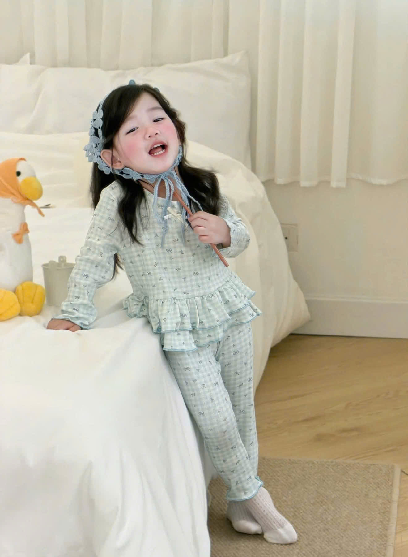 GOM B586 - SET 2 BỘ NƠ HOA NHÍ HỒNG XANH