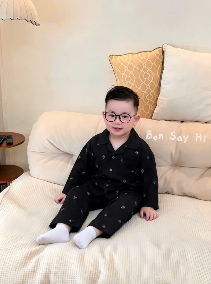 B596 - SET BỘ PIJAMA ĐEN ĐŨI CHO BÉ