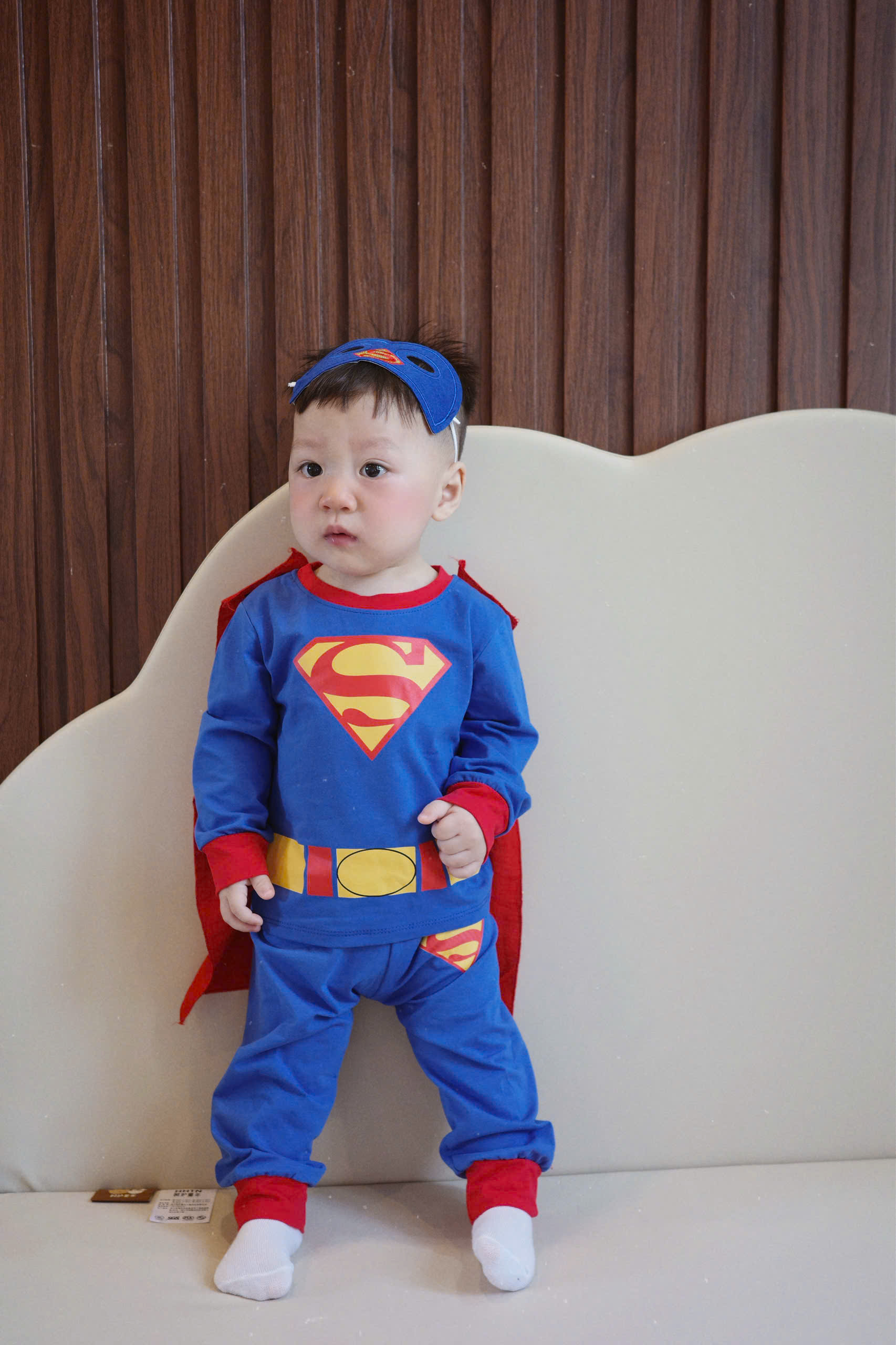 GOM B602 - SET BỘ DÀI TAY SUPER MAN XANH KÈM MẶT NẠ ÁO CHOÀNG