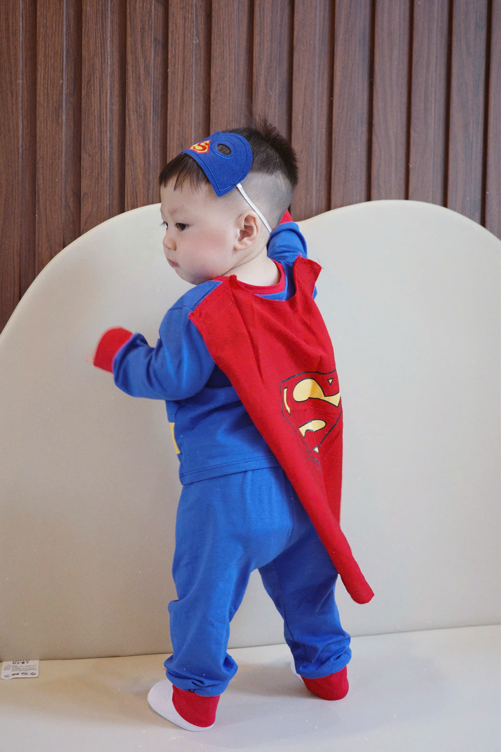 GOM B602 - SET BỘ DÀI TAY SUPER MAN XANH KÈM MẶT NẠ ÁO CHOÀNG