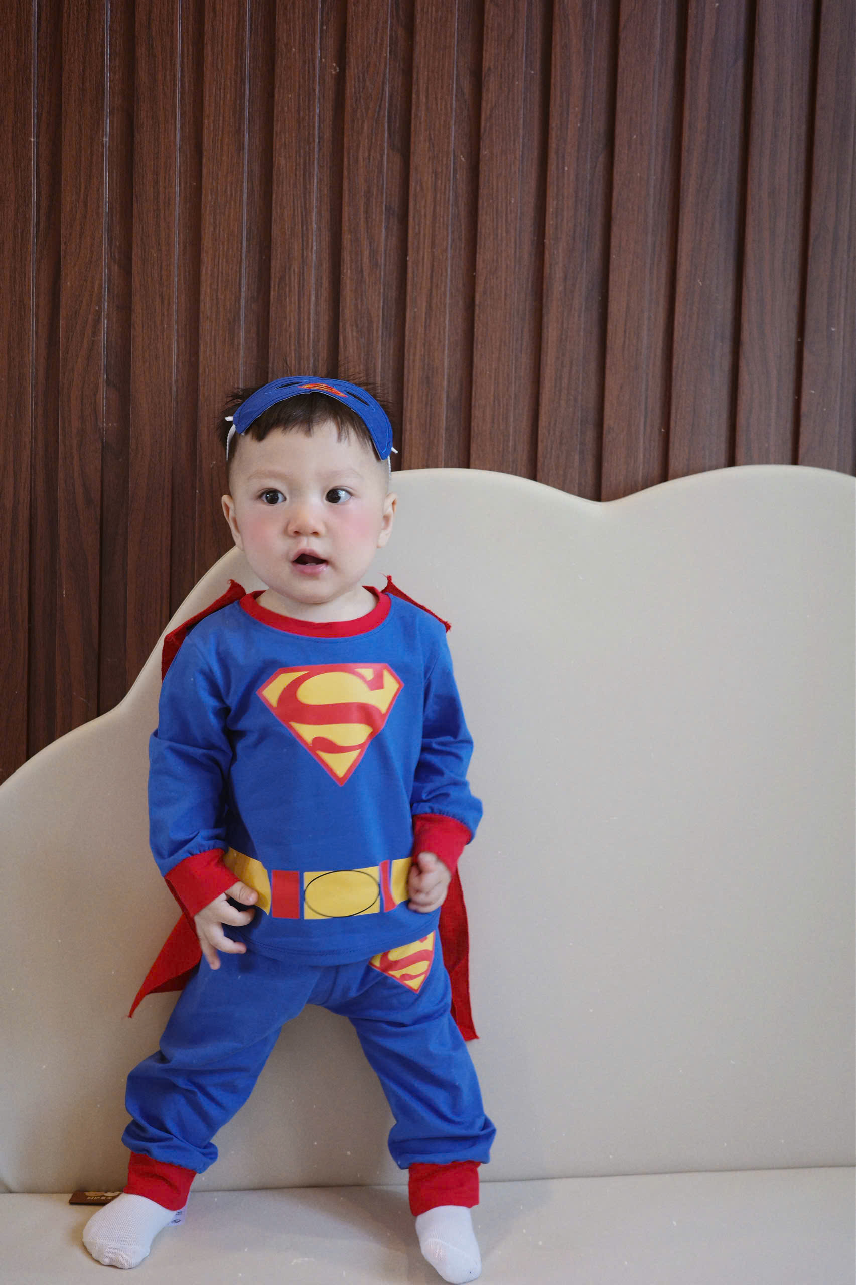 GOM B602 - SET BỘ DÀI TAY SUPER MAN XANH KÈM MẶT NẠ ÁO CHOÀNG