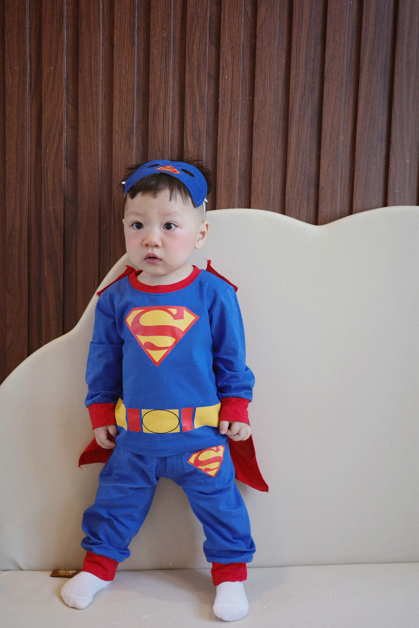 GOM B602 - SET BỘ DÀI TAY SUPER MAN XANH KÈM MẶT NẠ ÁO CHOÀNG