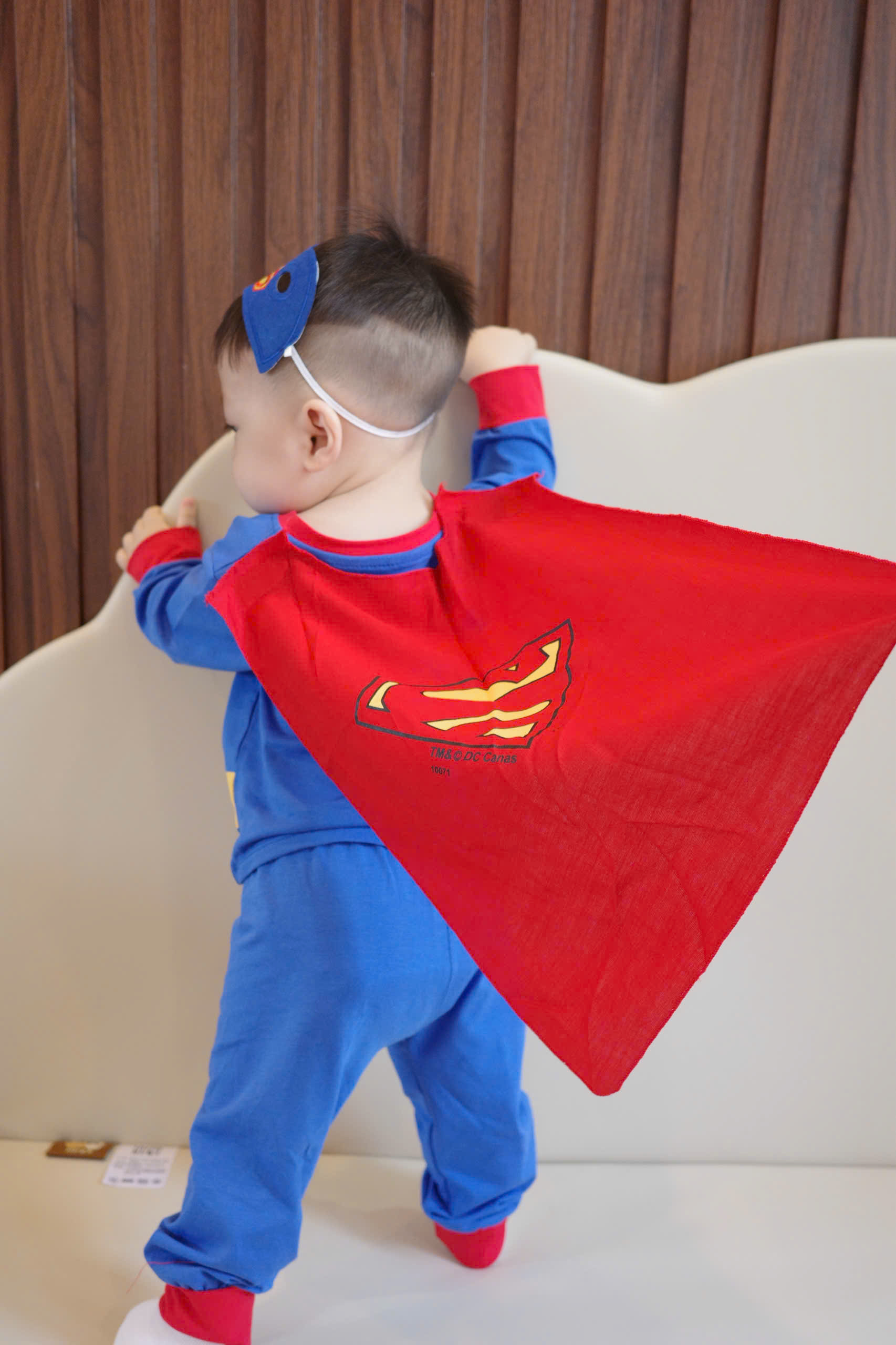 GOM B602 - SET BỘ DÀI TAY SUPER MAN XANH KÈM MẶT NẠ ÁO CHOÀNG