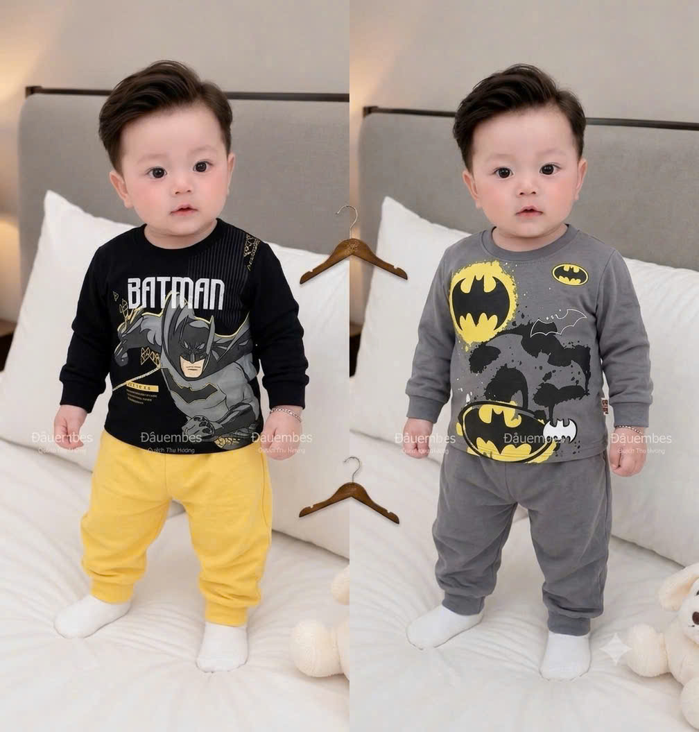 GOM B605 - SET 2 BỘ BATMAN ĐEN QUẦN VÀNG XÁM BT