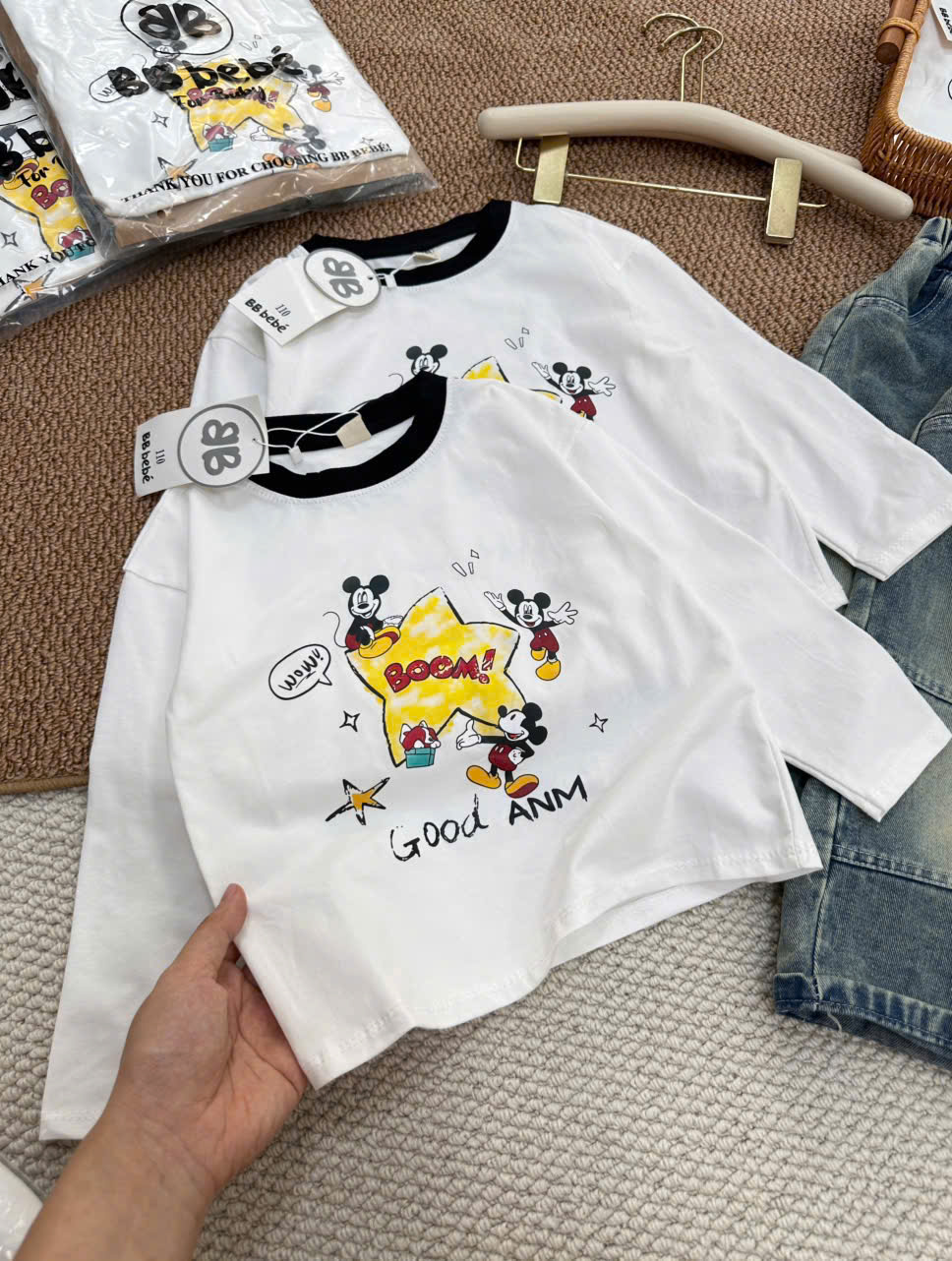 B615 - SET ÁO MICKY TRẮNG BOOM QUẦN JEAN