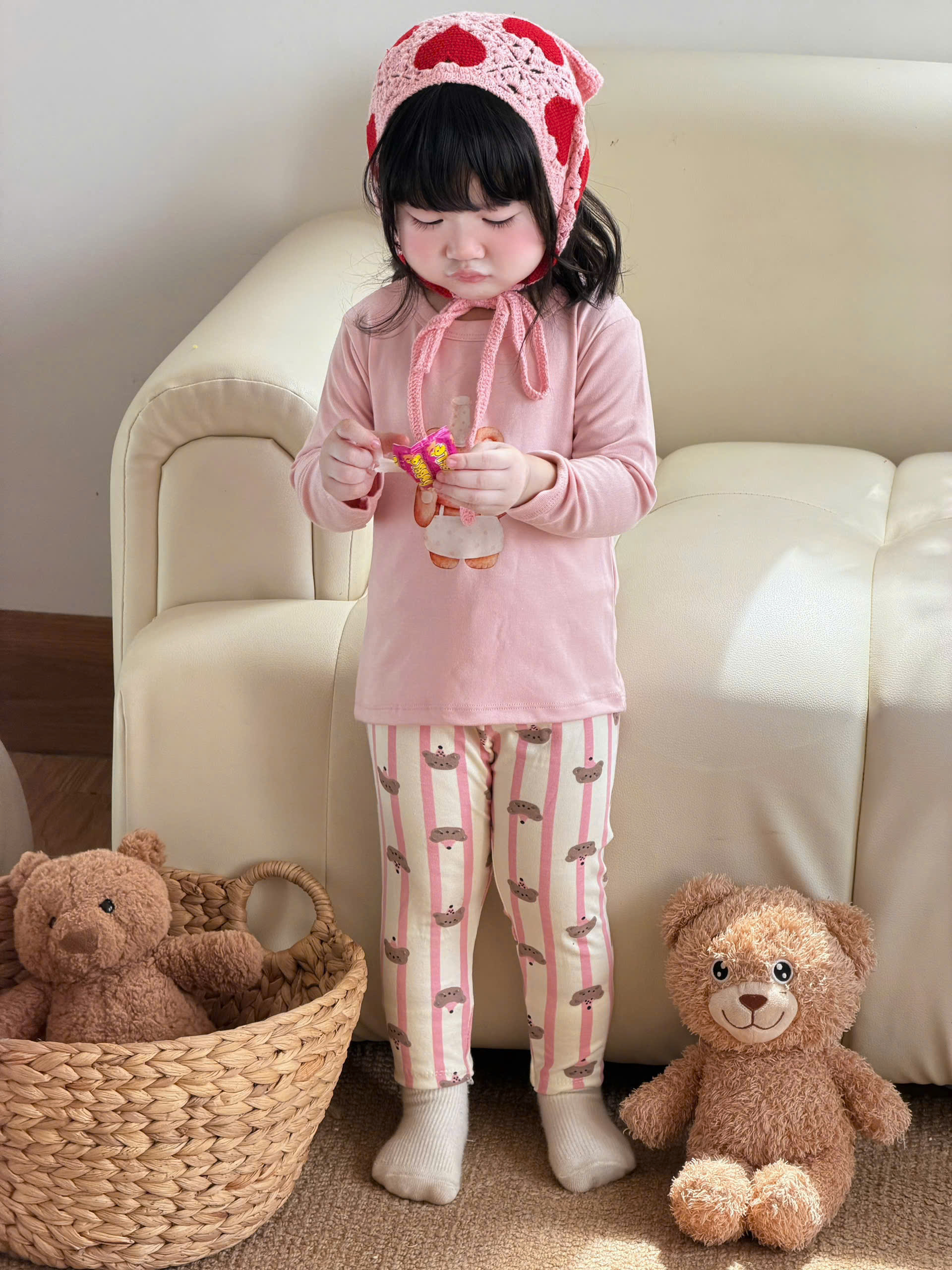 GOM B618 - SET 2 BỘ ZIP IN GẤU TONE HỒNG /
