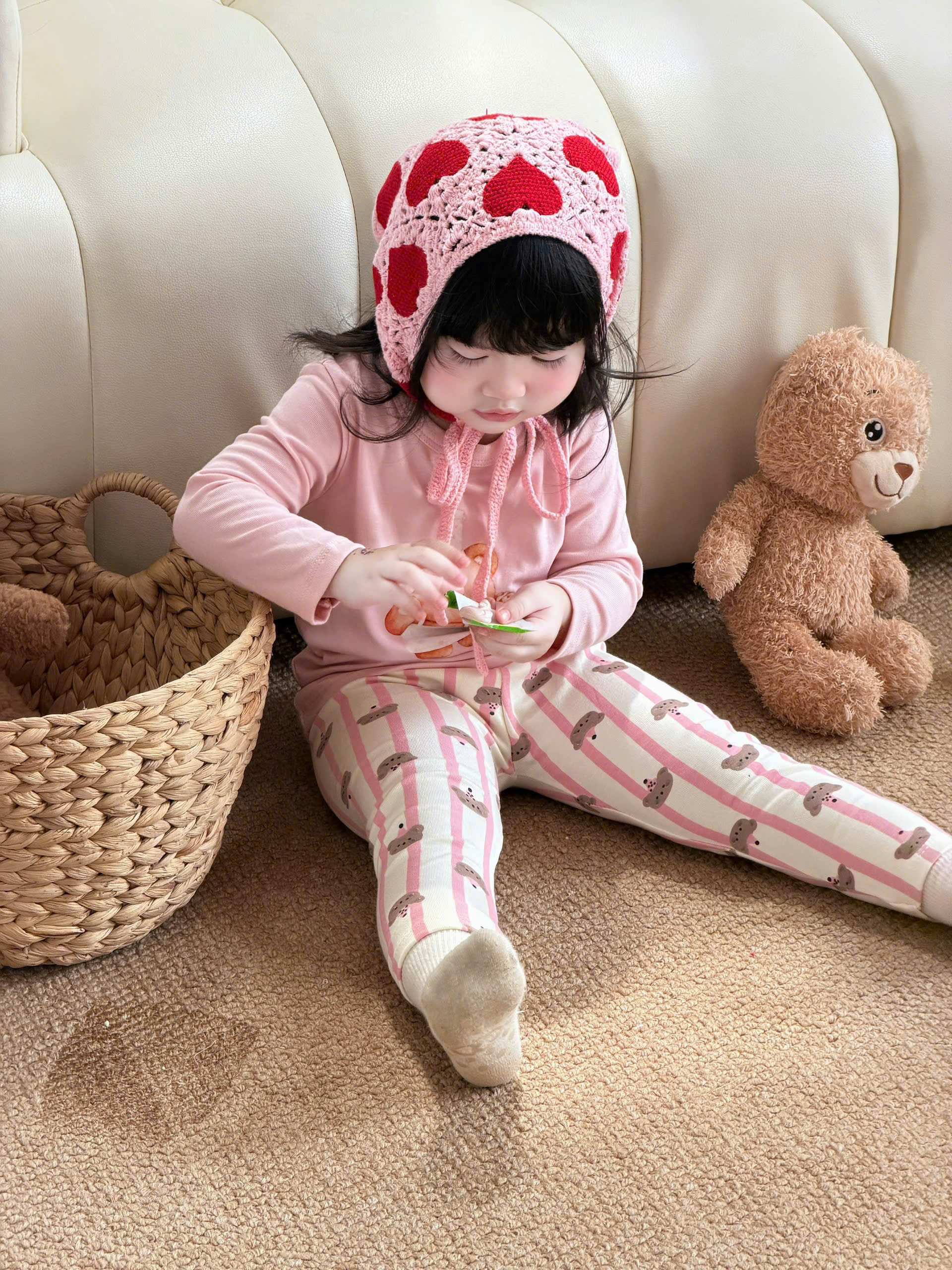 GOM B618 - SET 2 BỘ ZIP IN GẤU TONE HỒNG /