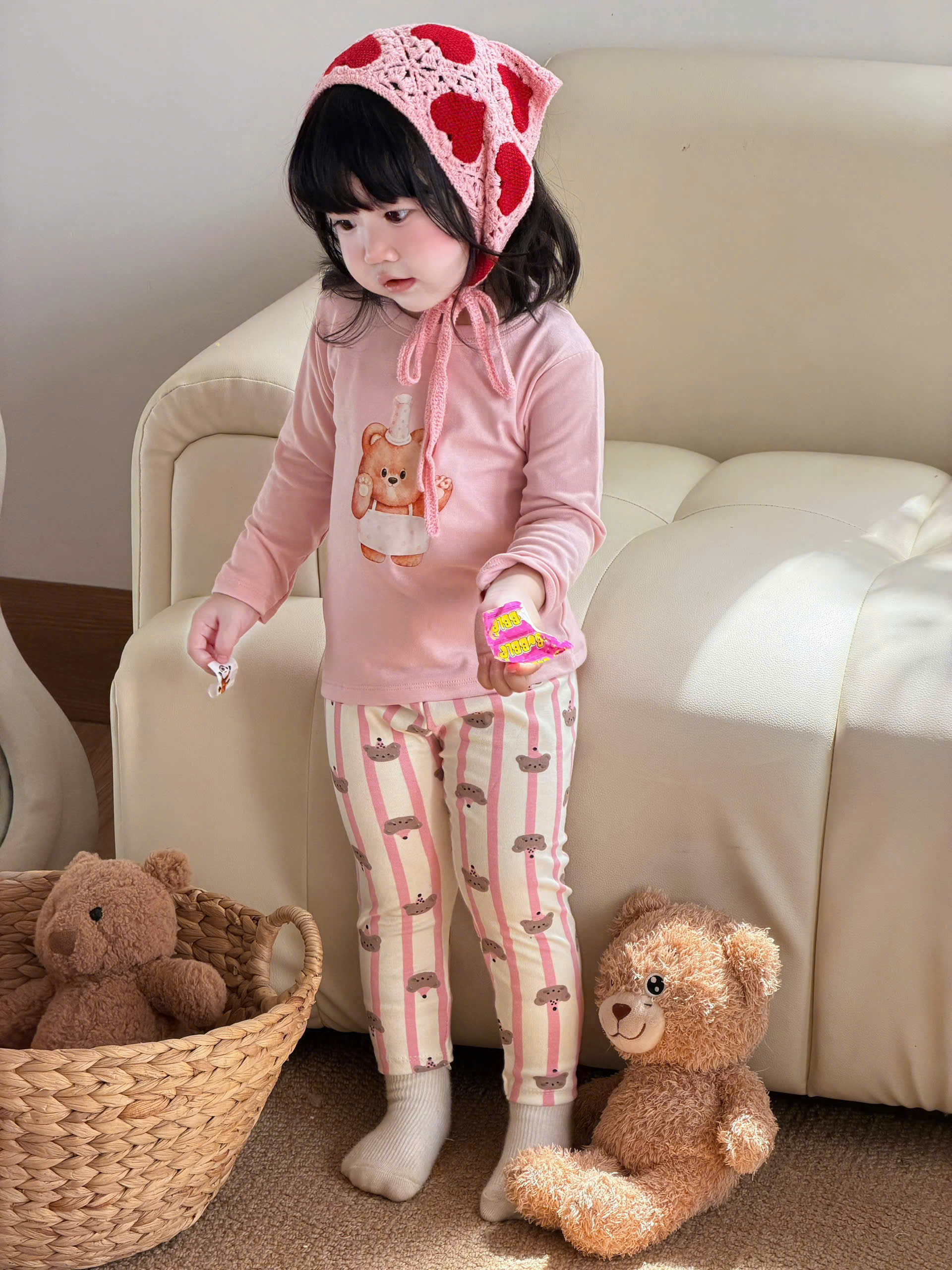 GOM B618 - SET 2 BỘ ZIP IN GẤU TONE HỒNG /