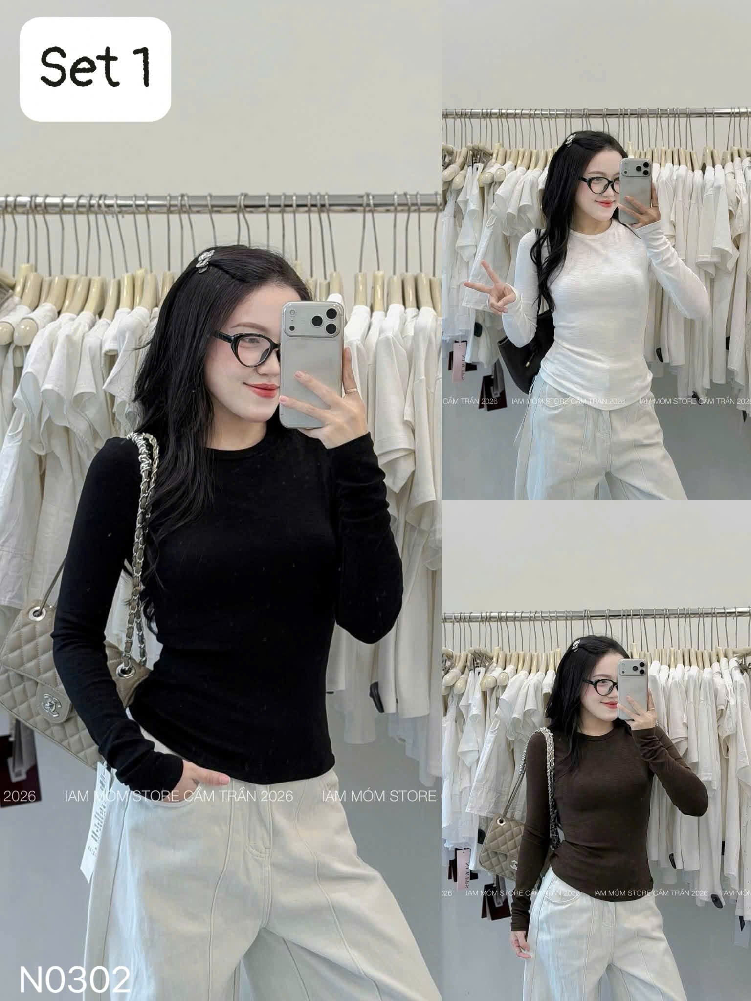 B623 - SET 3 ÁO NỮ DÀI TAY BASIC MÀU PASTEL