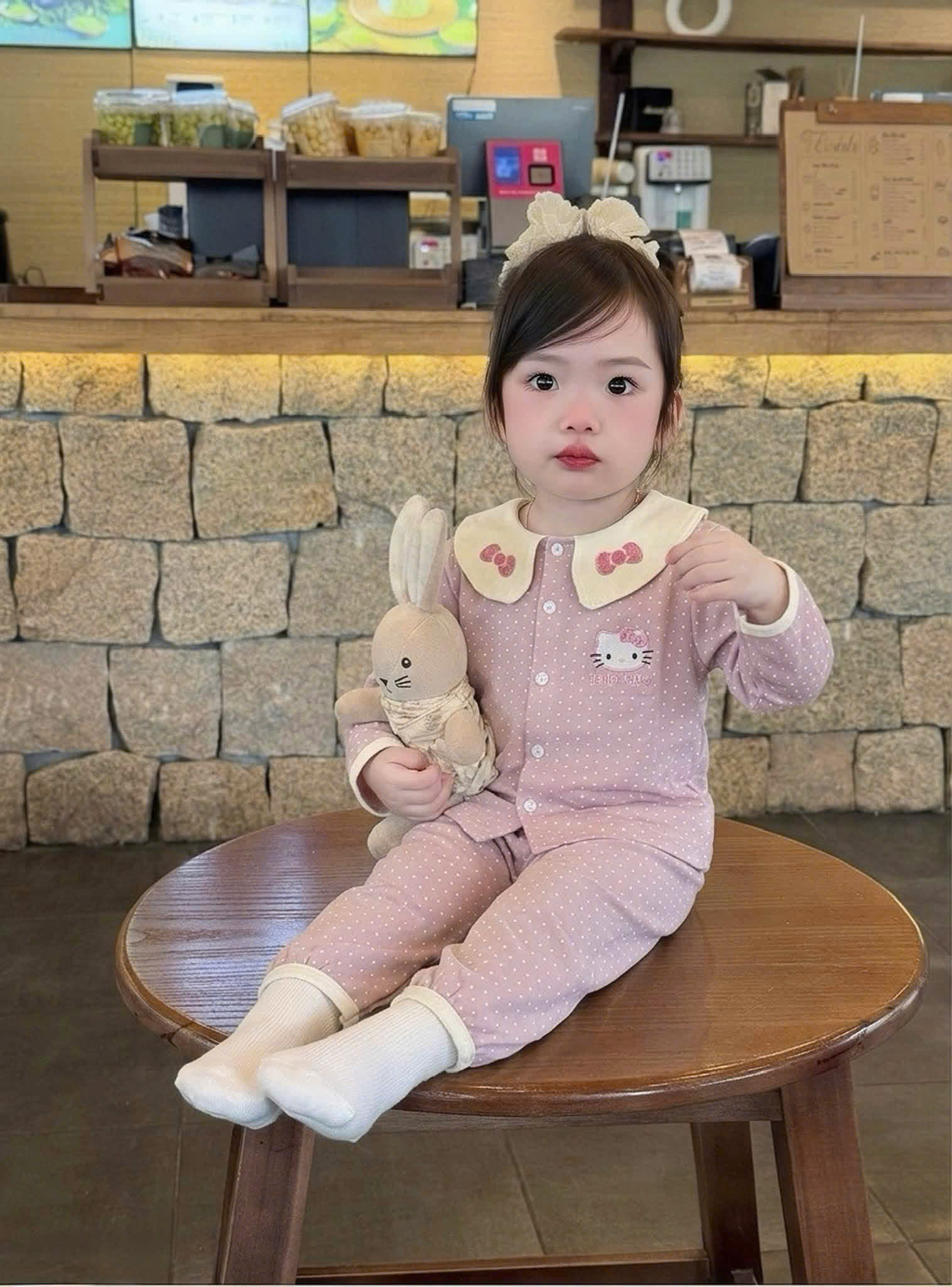 GOM B630 - SET BỘ HELLO KITTY BO TAY QUẦN HỒNG VÀNG