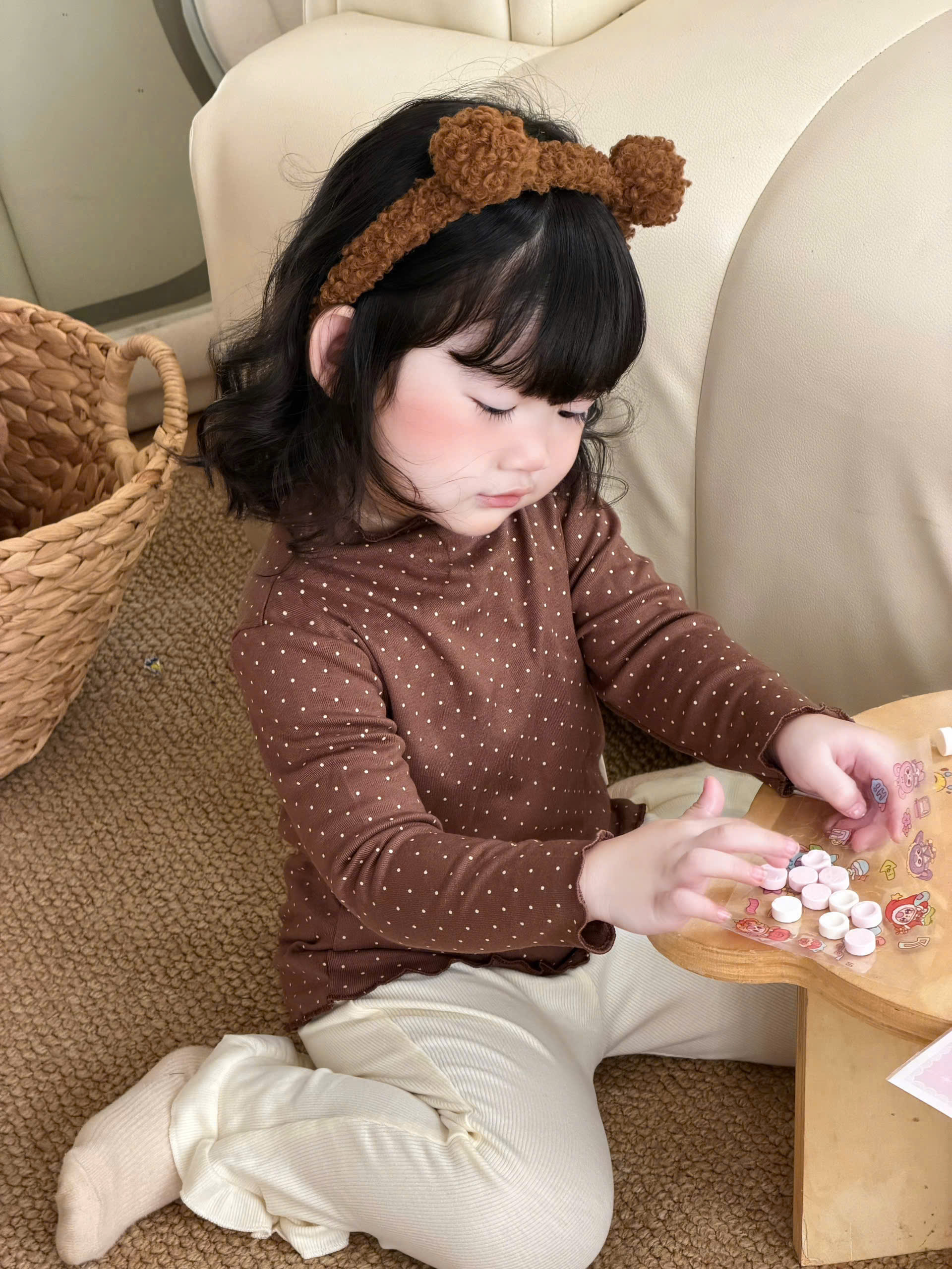 GOM B631 - SET 3 ÁO GIỮ NHIỆT BÉ GÁI HỒNG NƠ KEM /