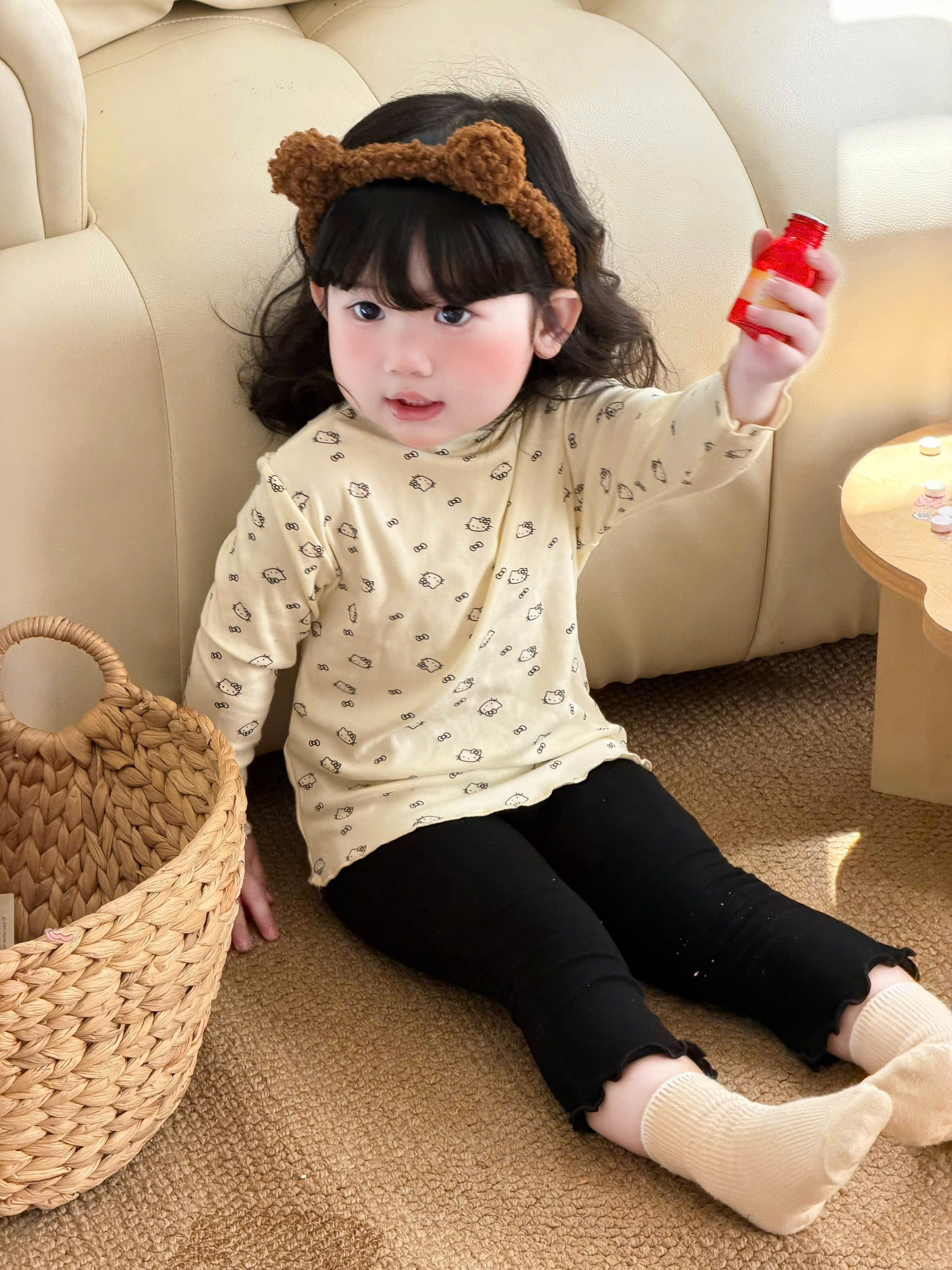 GOM B631 - SET 3 ÁO GIỮ NHIỆT BÉ GÁI HỒNG NƠ KEM /